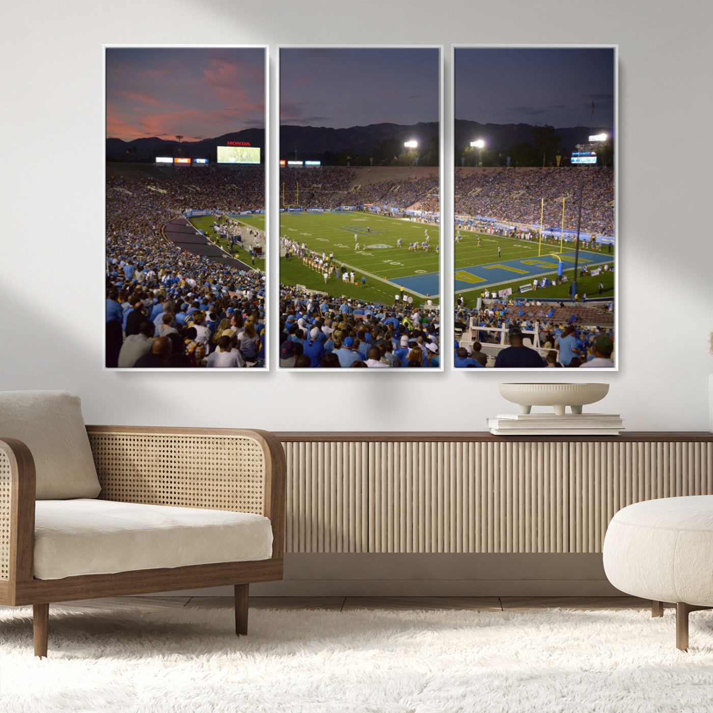MGV-FC-48X32-3P - UCLA Bruins Football Team Print - Pasadena Rose Bowl Stadium Wall Art Canvas Print