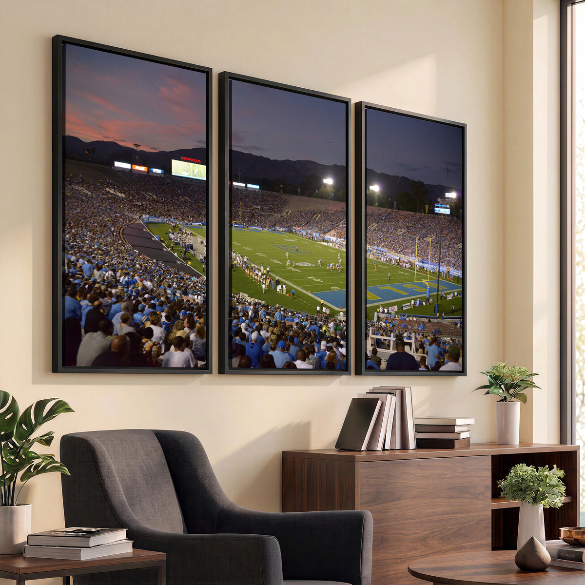 90359-MGV-CV-36X24 - UCLA Bruins Football Team Print - Pasadena Rose Bowl Stadium Wall Art Canvas Print