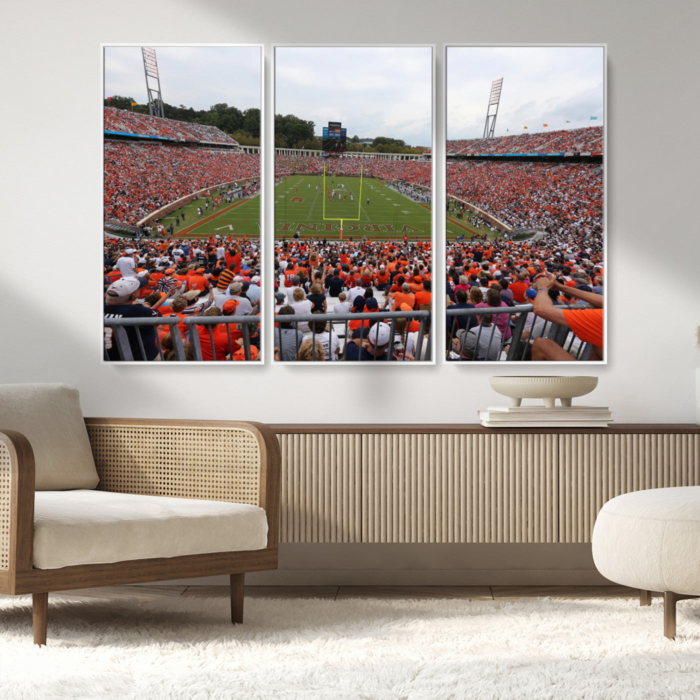 MGV-FC-48X32-3P - Virginia Cavaliers Football Team Print - Charlottesville Scott Stadium Print Wall Art Canvas