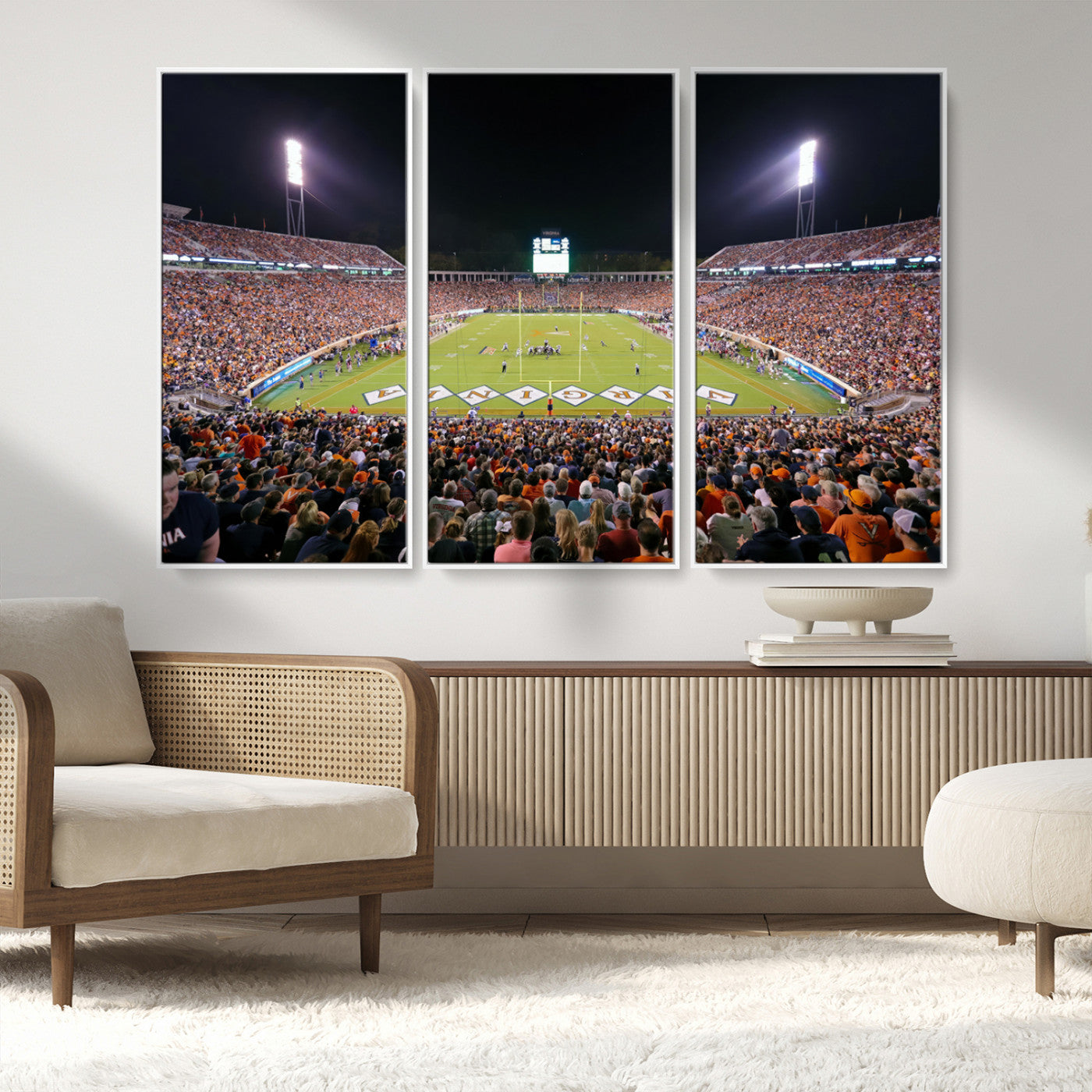 MGV-FC-48X32-3P - Virginia Cavaliers Football Team Print - Charlottesville Scott Stadium Wall Art Canvas Print