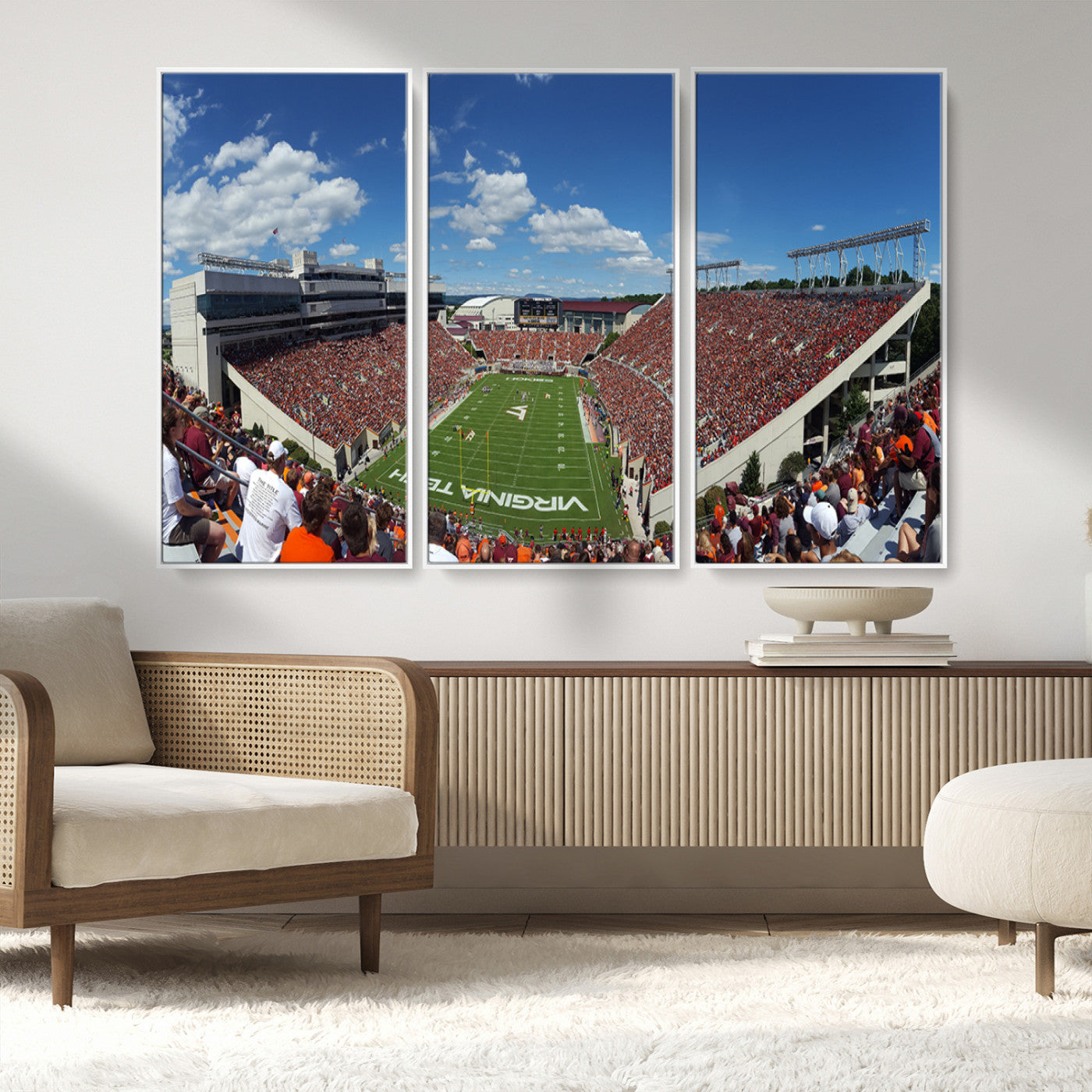 MGV-FC-48X32-3P - Virginia Tech Hokies Football Team Print - Blacksburg Lane Stadium Wall Art Canvas Print