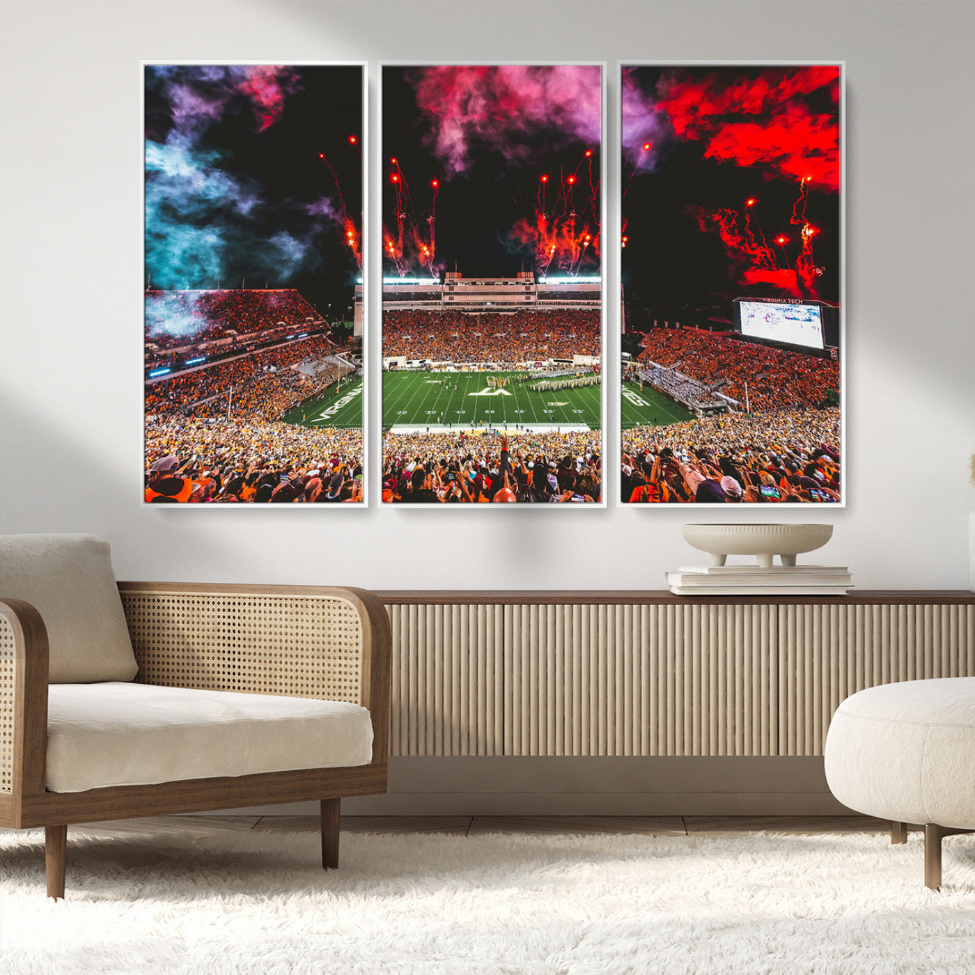 MGV-FC-48X32-3P - Virginia Tech Hokies Football Team Print - Blacksburg Lane Stadium Wall Art Canvas Print