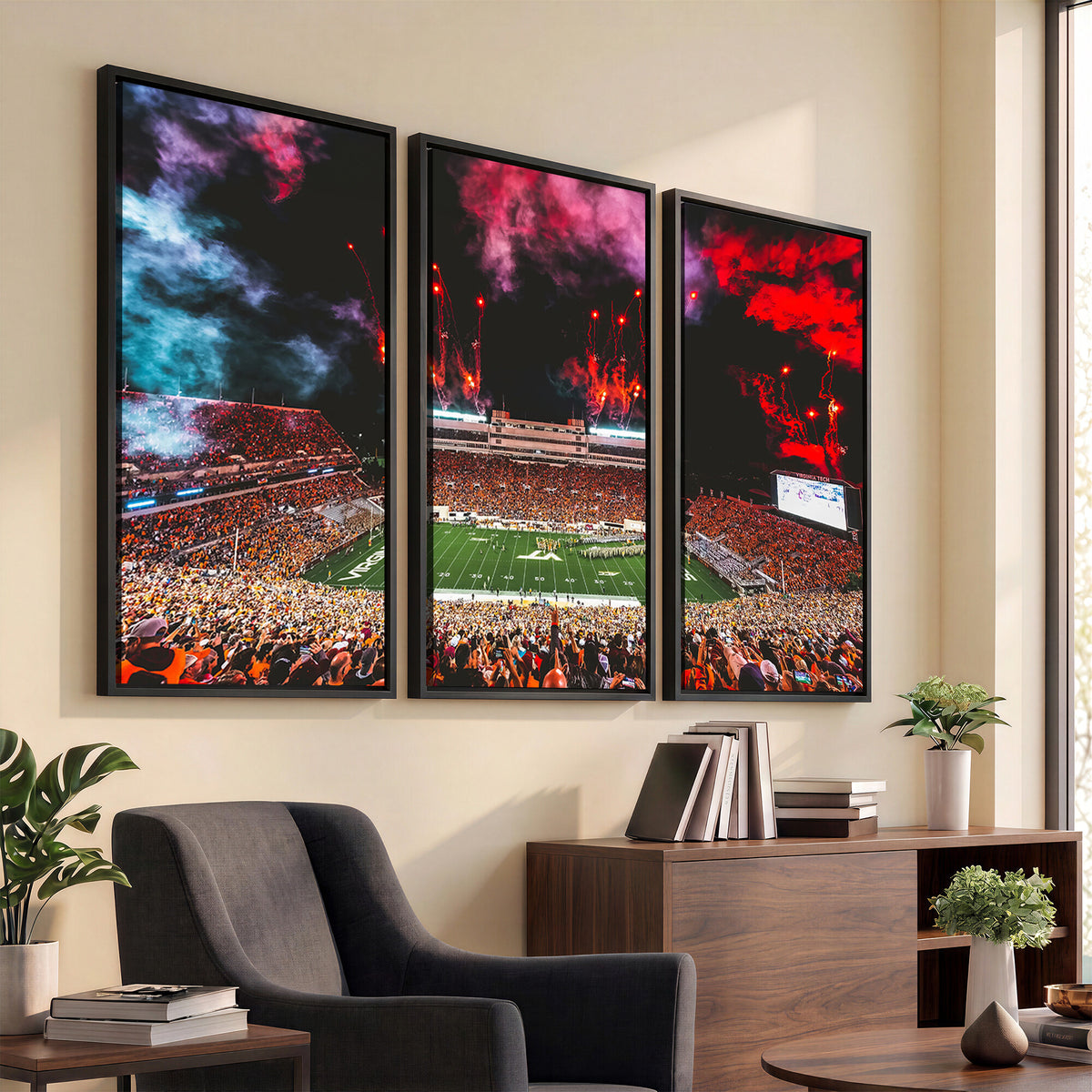 65761-MGV-CV-36X24 - Virginia Tech Hokies Football Team Print - Blacksburg Lane Stadium Wall Art Canvas Print