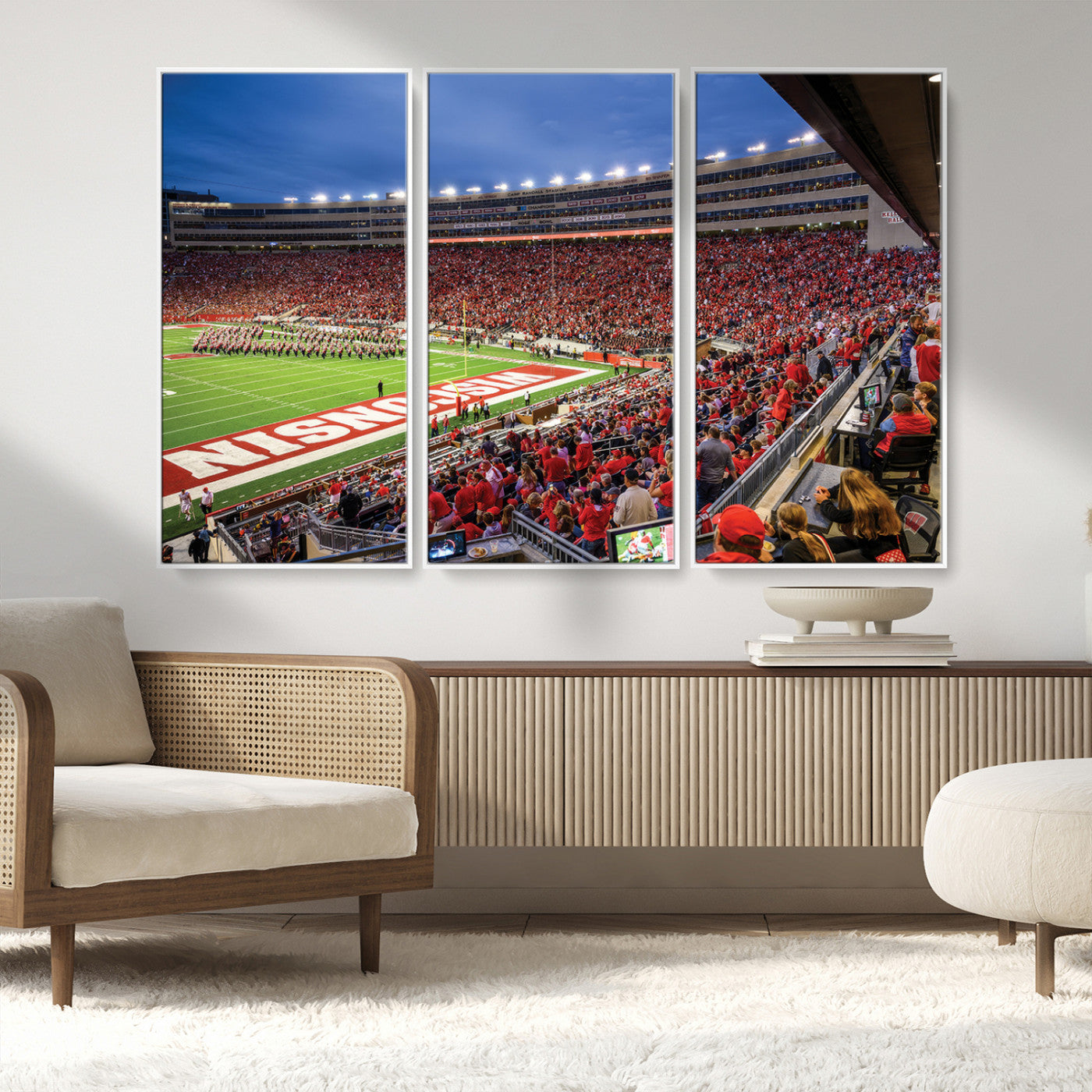 MGV-FC-48X32-3P - Wisconsin Badgers Football Team Print - Madison Camp Randall Stadium Wall Art, Wisconsin Badgers