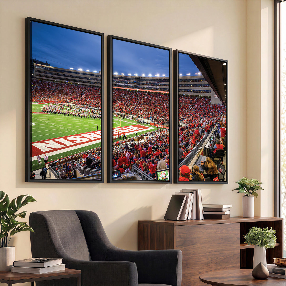 57601-MGV-CV-36X24 - Wisconsin Badgers Football Team Print - Madison Camp Randall Stadium Wall Art, Wisconsin Badgers