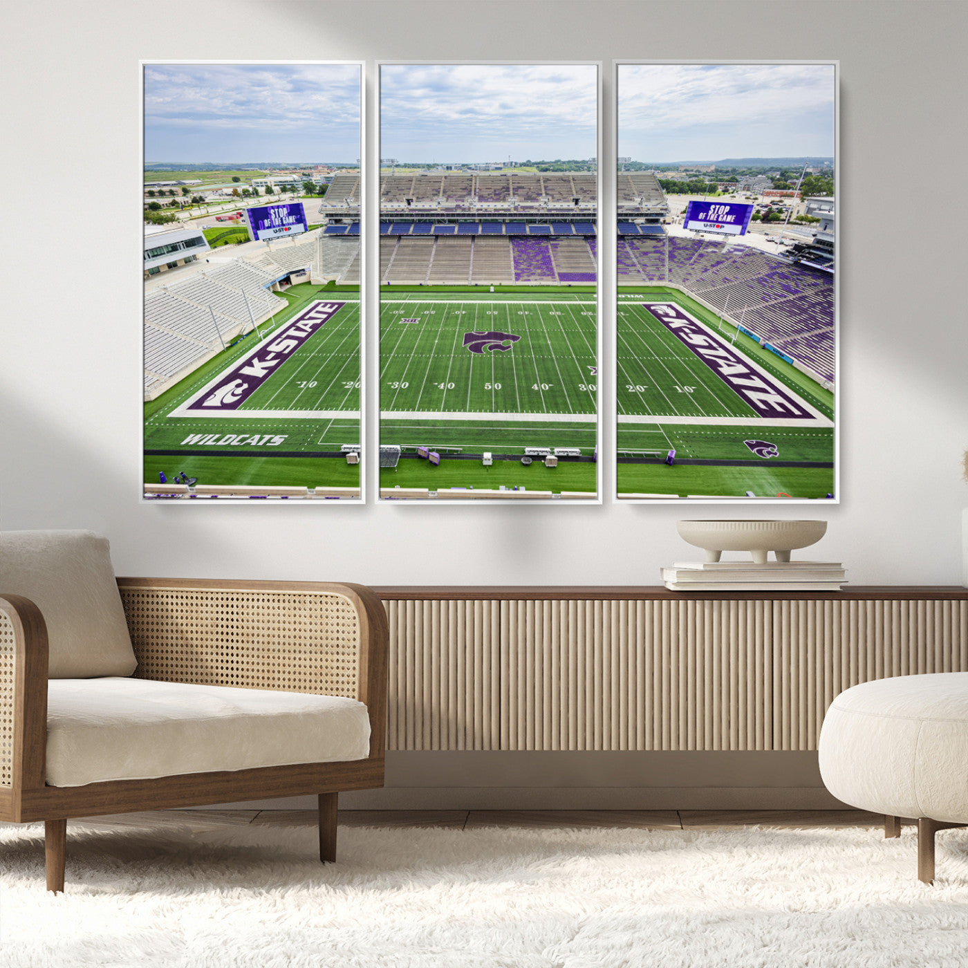MGV-FC-48X32-3P - KState Wildcats Football Team Print - Manhattan Bill Snyder Family Football Stadium Wall Art Canvas