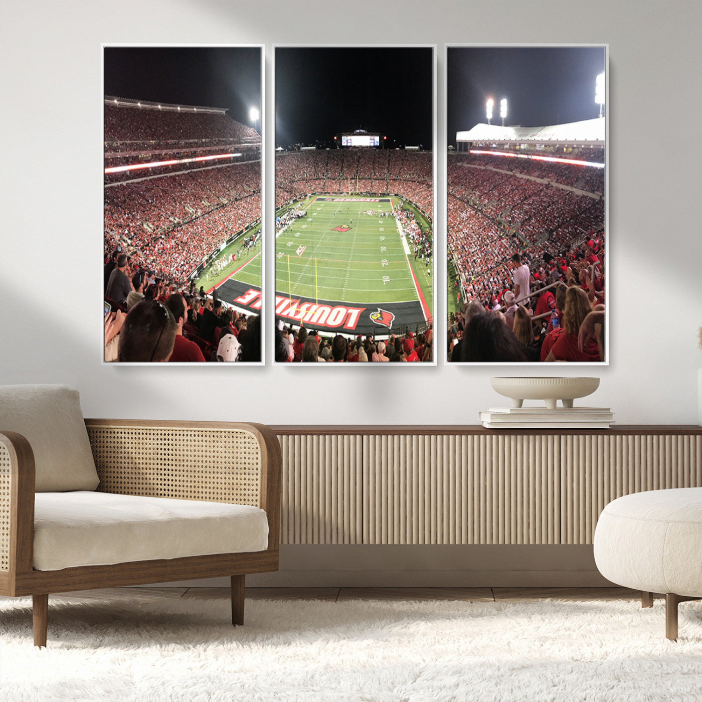 MGV-FC-48X32-3P - University of Louisville Cardinals Football Team Print - Louisville Cardinal Stadium Wall Art Canvas