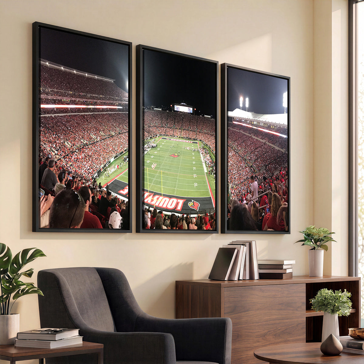 52267-MGV-CV-36X24 - University of Louisville Cardinals Football Team Print - Louisville Cardinal Stadium Wall Art Canvas