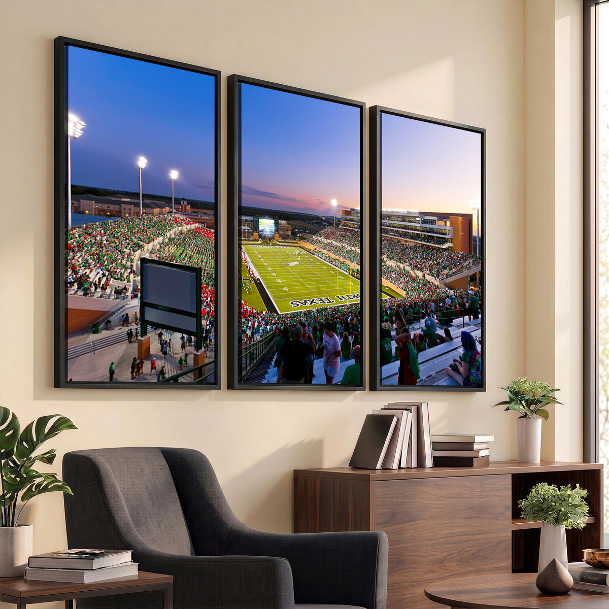 25916-MGV-CV-36X24 - University of North Texas Mean Green Football Team Print - Denton DATCU Stadium Canvas Print Wall