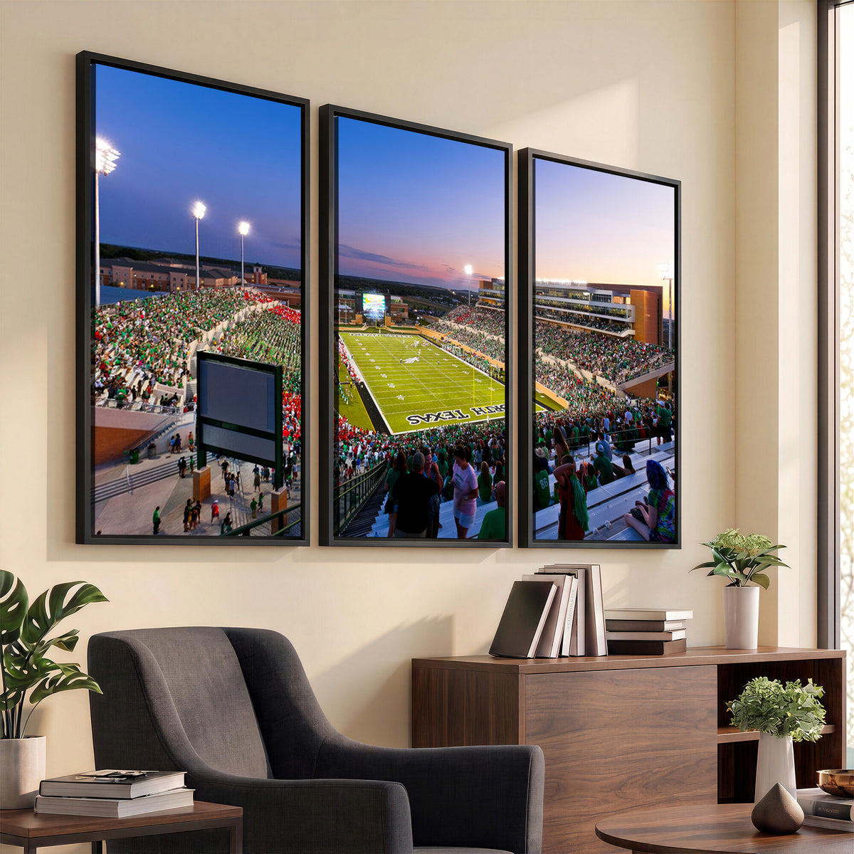 81582-MGV-CV-36X24 - University of North Texas Mean Green Football Team Print - Denton DATCU Stadium Wall Art Canvas