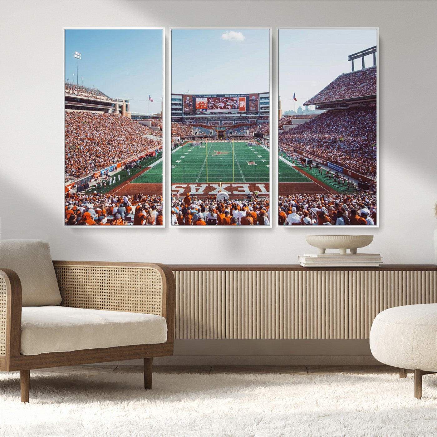 MGV-FC-48X32-3P - Framed Texas Memorial Stadium Canvas, University of Texas Longhorns Football Team Print - Austin
