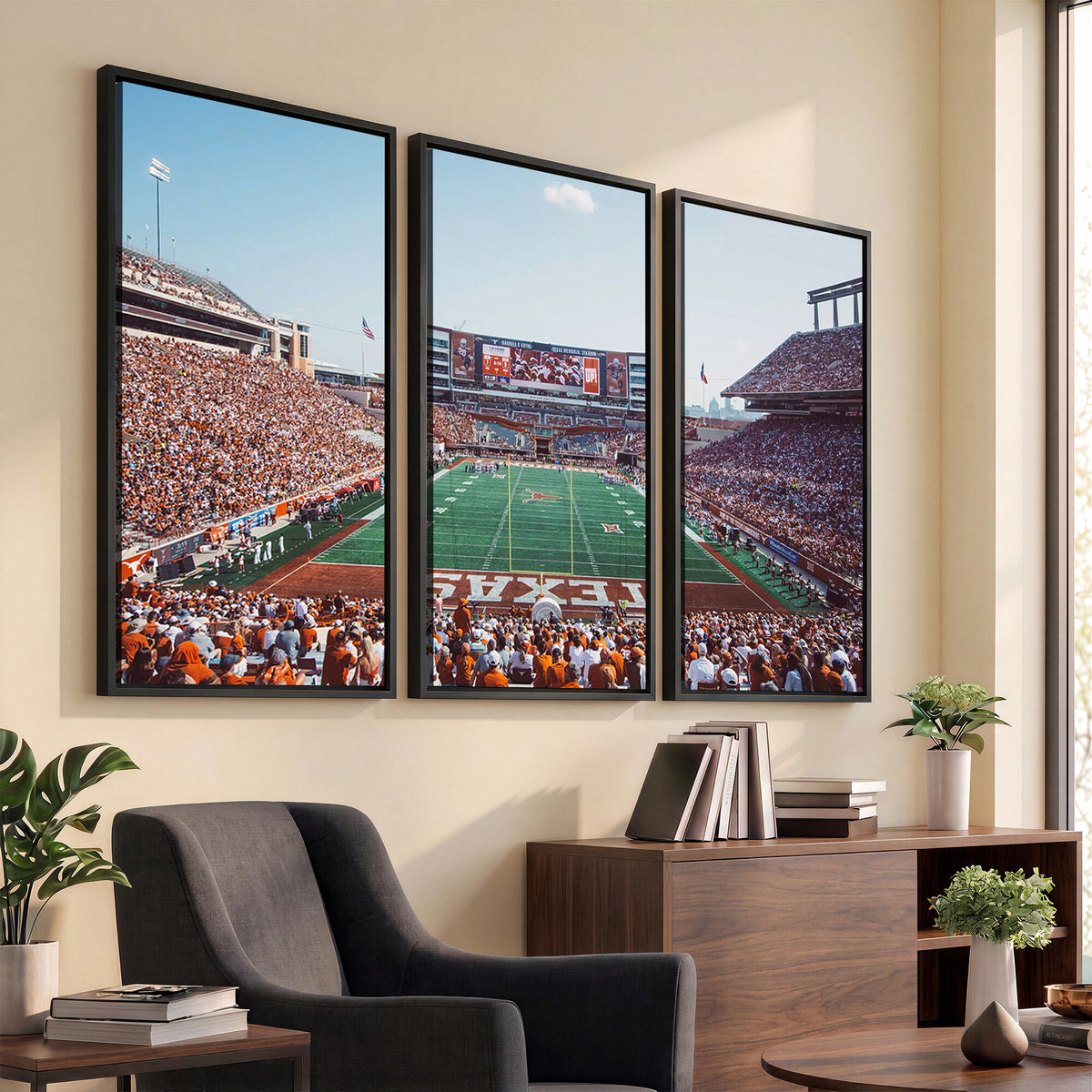 14826-MGV-CV-36X24 - Framed Texas Memorial Stadium Canvas, University of Texas Longhorns Football Team Print - Austin