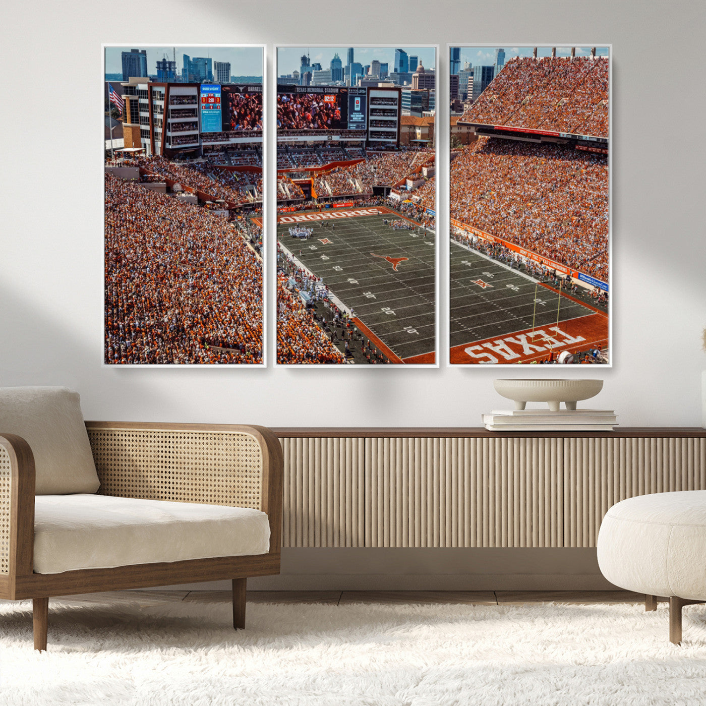 MGV-FC-48X32-3P - University of Texas Longhorns Football Team Print - Austin Darrell K Royal-Texas Memorial Stadium