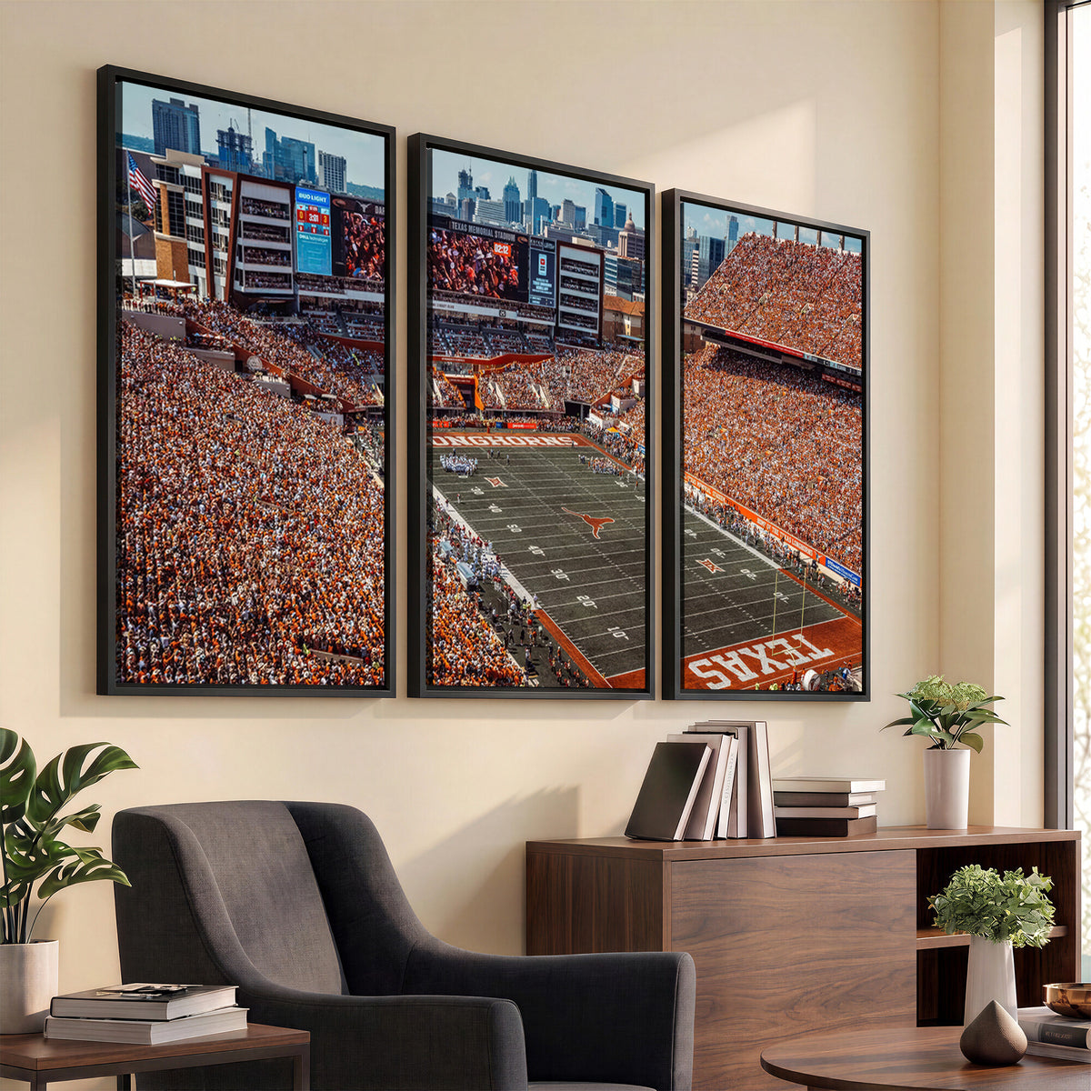 92103-MGV-CV-36X24 - University of Texas Longhorns Football Team Print - Austin Darrell K Royal-Texas Memorial Stadium