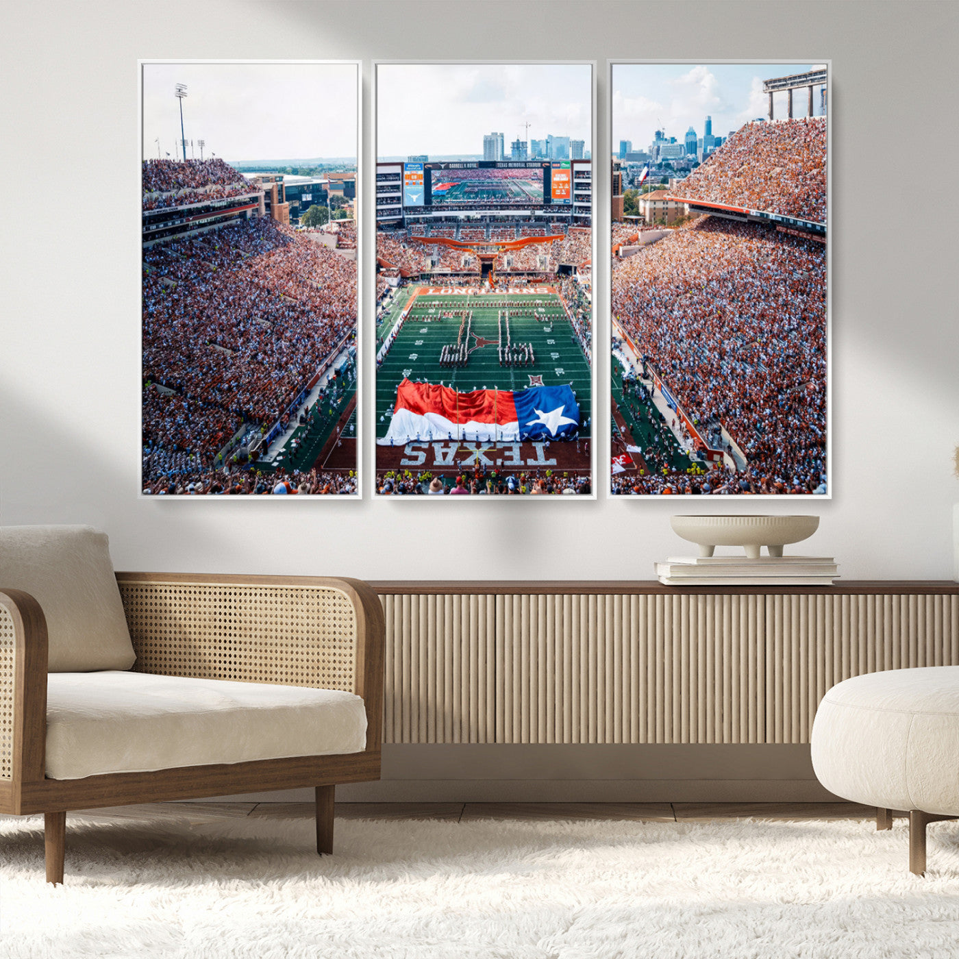 MGV-FC-48X32-3P - University of Texas Longhorns Football Team Canvas Print - Austin Darrell K Royal-Texas Memorial