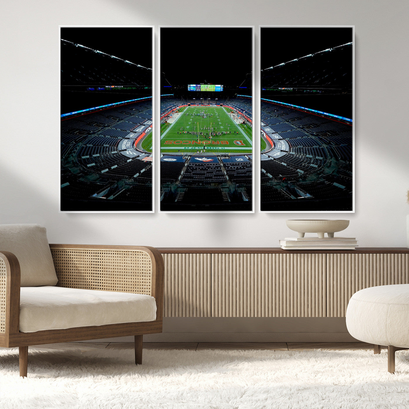 MGV-FC-48X32-3P - Denver Broncos Football Team Print Canvas- Denver Empower Field at Mile High Stadium Wall Art Canvas