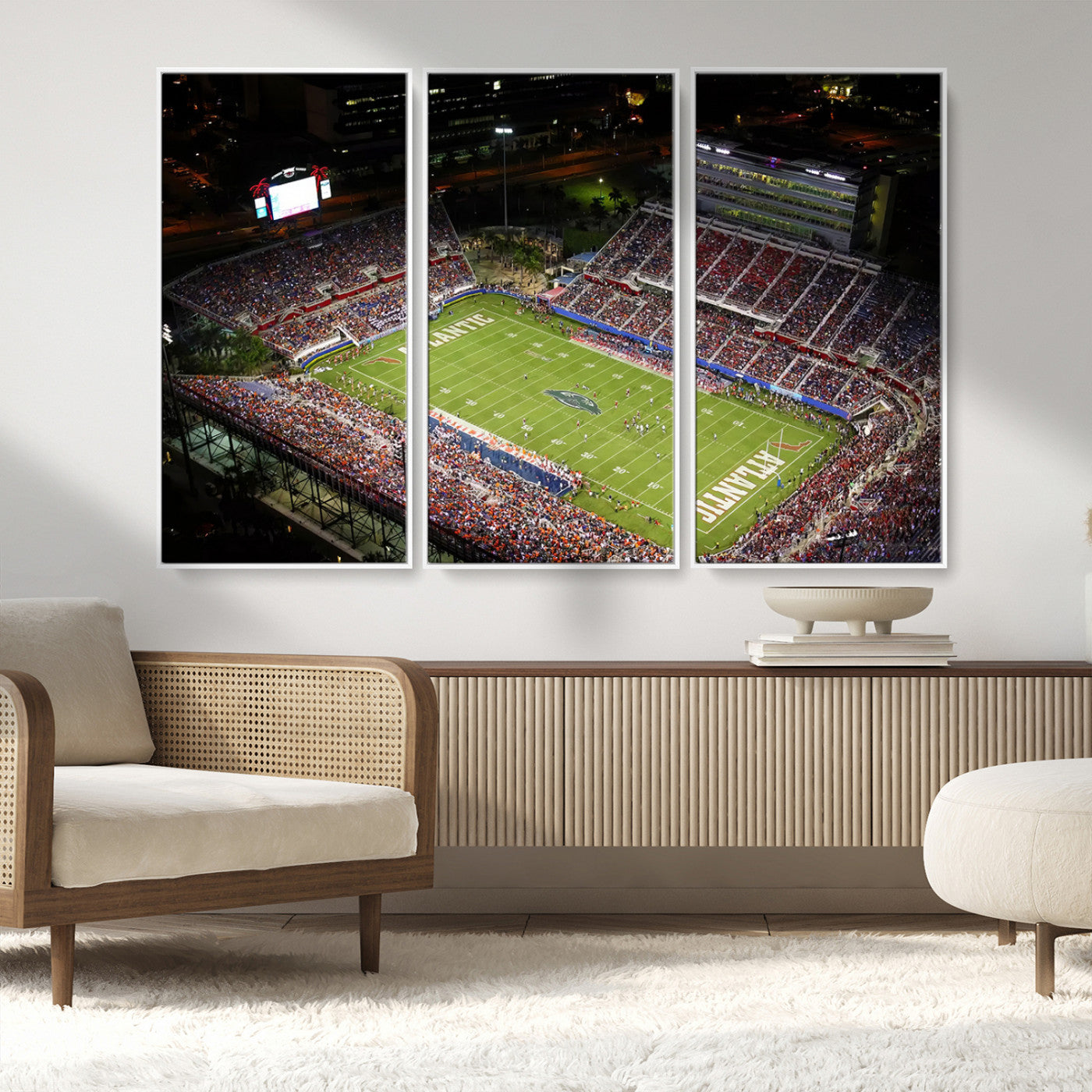 MGV-FC-48X32-3P - Florida Atlantic University Owls Canvas Print, Football Team Print - Boca Raton FAU Stadium Wall Art
