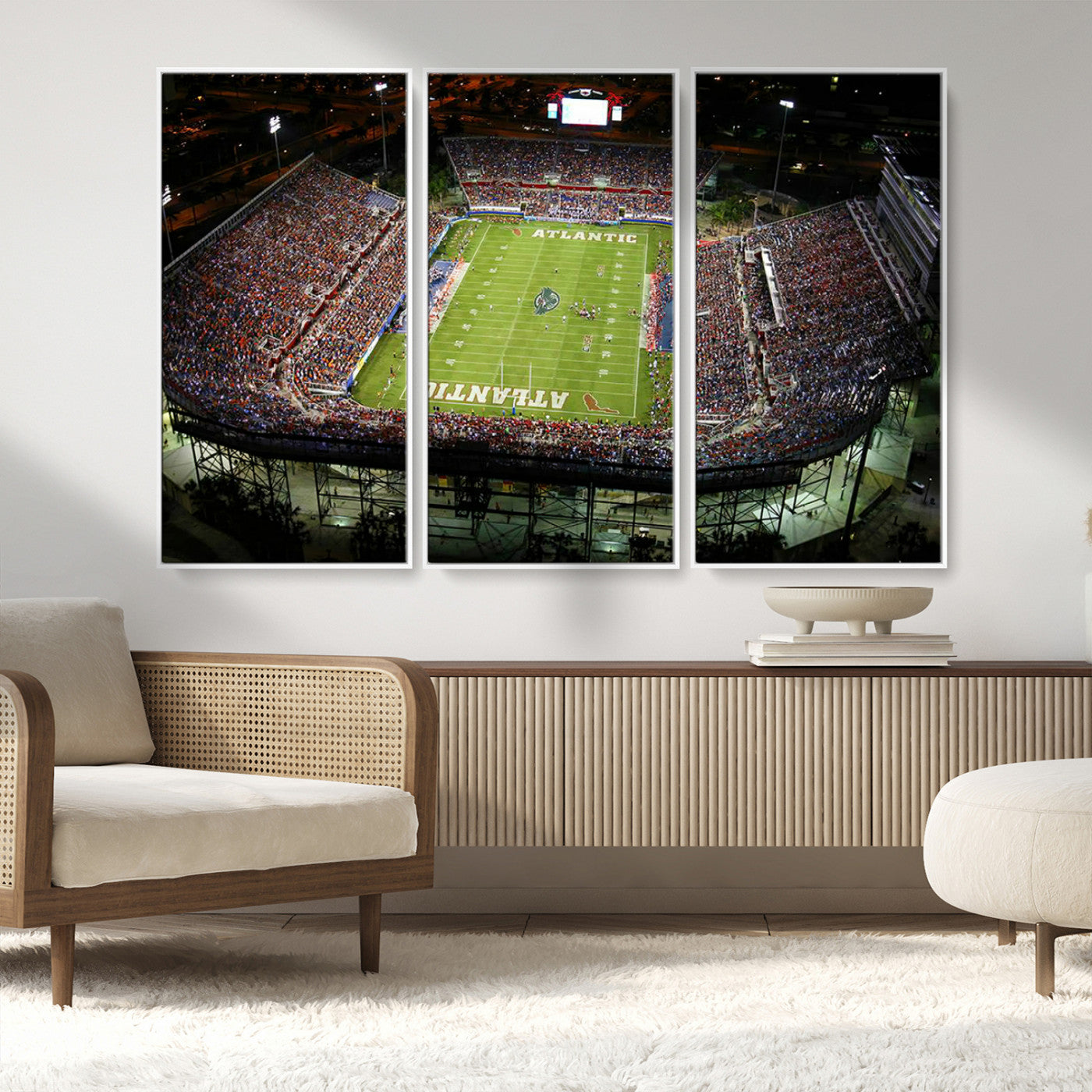 MGV-FC-48X32-3P - Florida Atlantic University Owls Football Team Print - Boca Raton FAU Stadium Wall Art Canvas Print