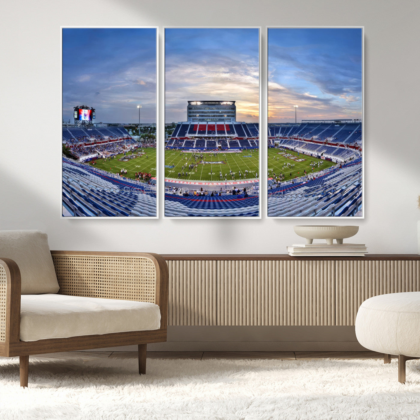 MGV-FC-48X32-3P - Florida Atlantic University Owls Football Team Print - Boca Raton FAU Stadium Wall Art Canvas Print