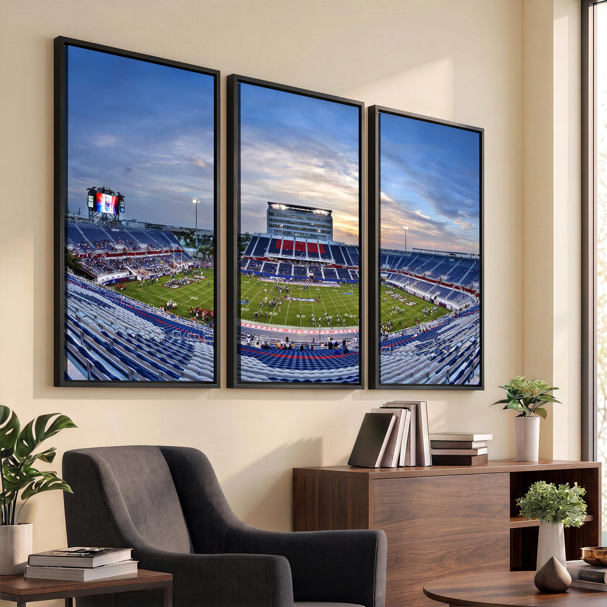 69559-MGV-CV-36X24 - Florida Atlantic University Owls Football Team Print - Boca Raton FAU Stadium Wall Art Canvas Print