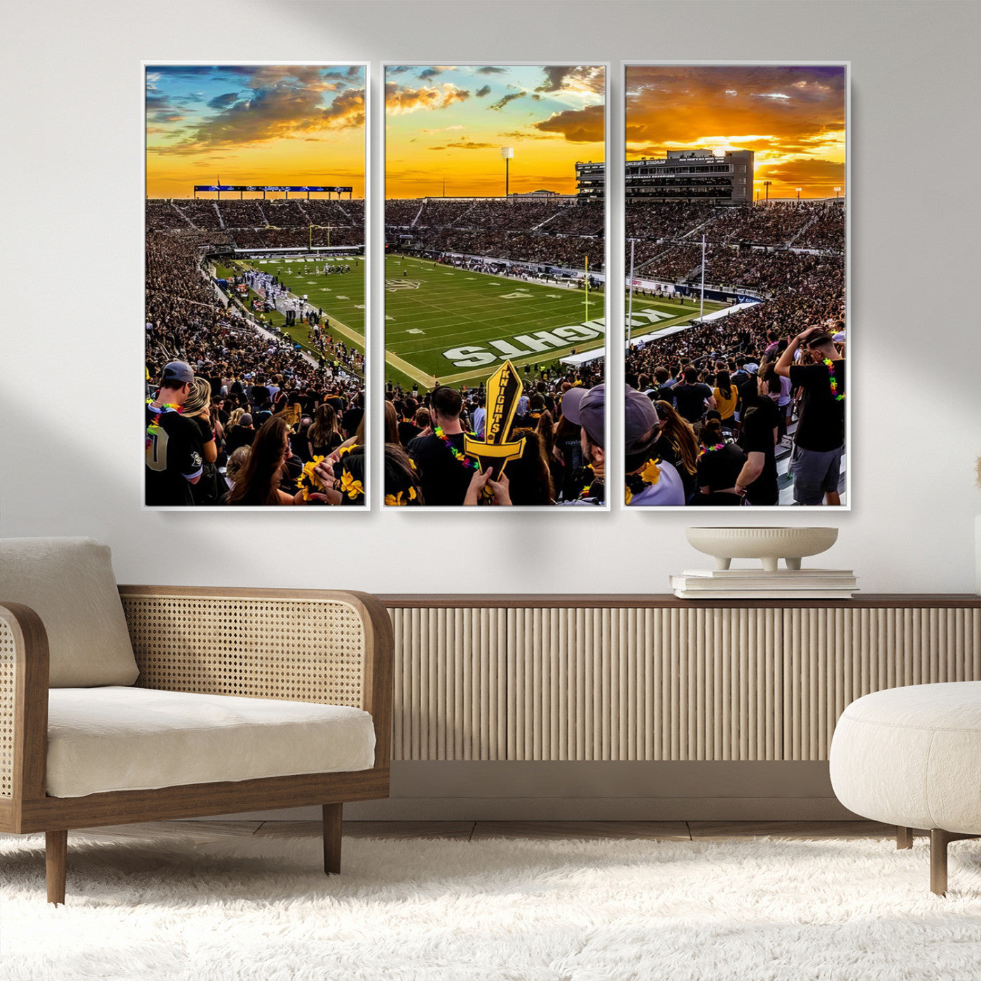 MGV-FC-48X32-3P - UCF Knights Football Team Print - Orlando FBC Mortgage Stadium, UCF Knights Wall Art Canvas Print