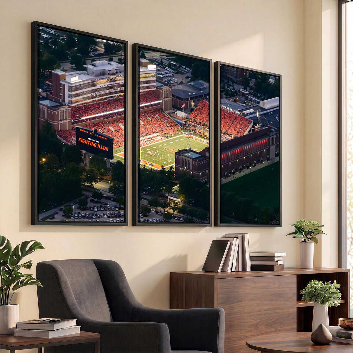 78052-MGV-CV-36X24 - University of Illinois Fighting Illini Football Team Print - Champaign Illinois Memorial Stadium
