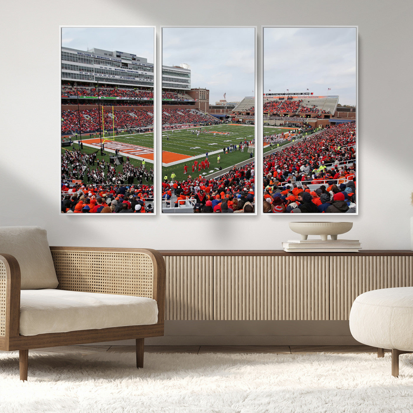 MGV-FC-48X32-3P - University of Illinois Fighting Illini Football Team Print - Champaign Illinois Memorial Stadium