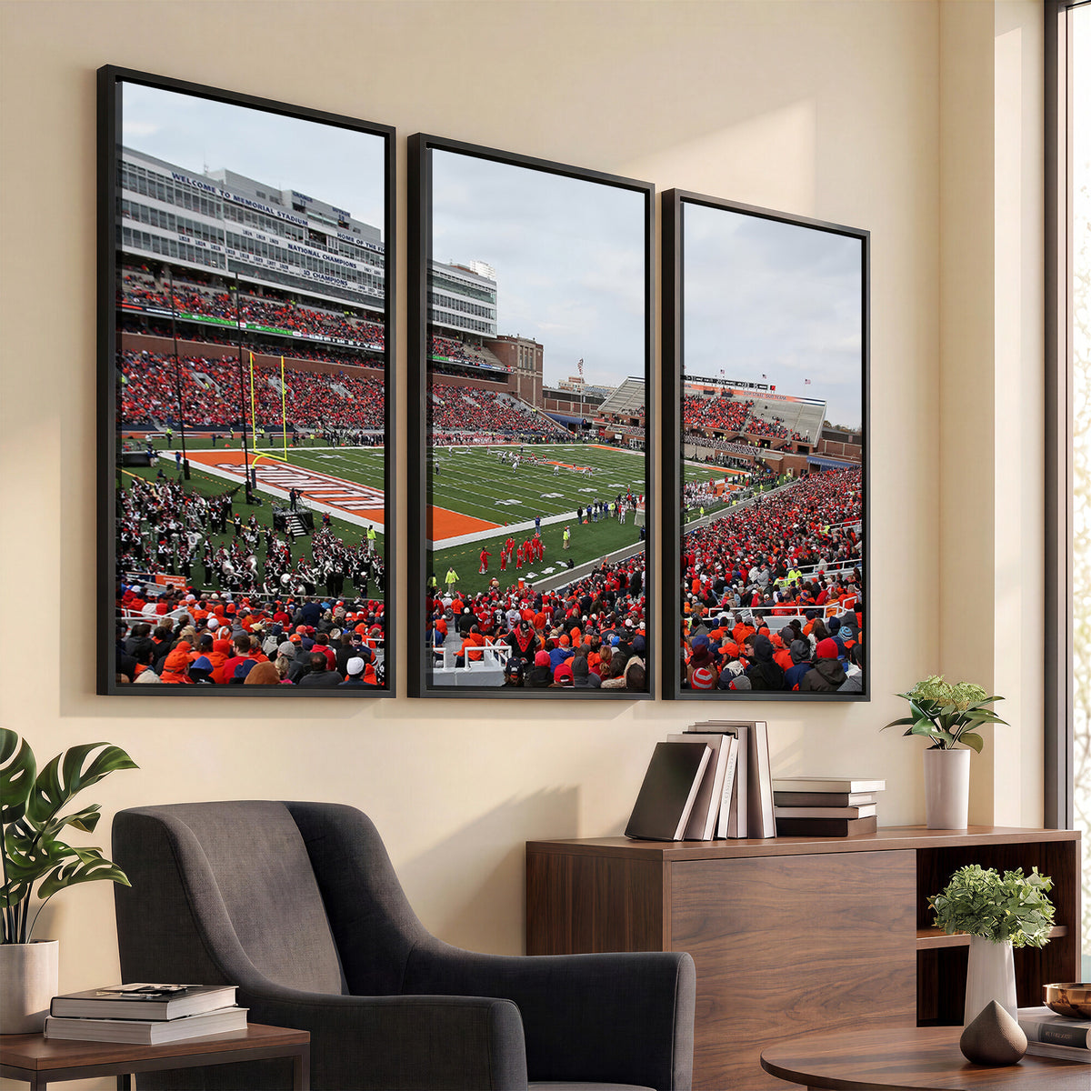 86851-MGV-CV-36X24 - University of Illinois Fighting Illini Football Team Print - Champaign Illinois Memorial Stadium
