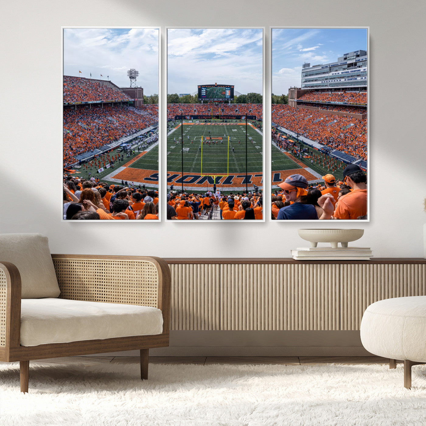 MGV-FC-48X32-3P - University of Illinois Fighting Illini Football Team Print Canvas - Champaign Illinois Memorial