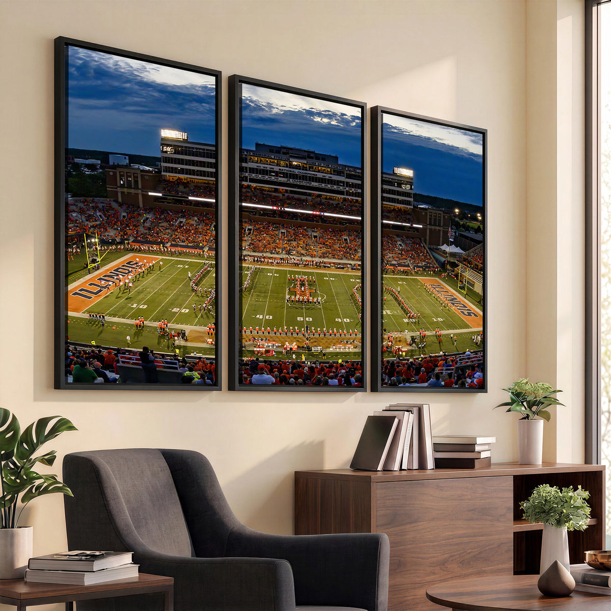 44513-MGV-CV-36X24 - University of Illinois Fighting Illini Football Team Print - Champaign Illinois Memorial Stadium