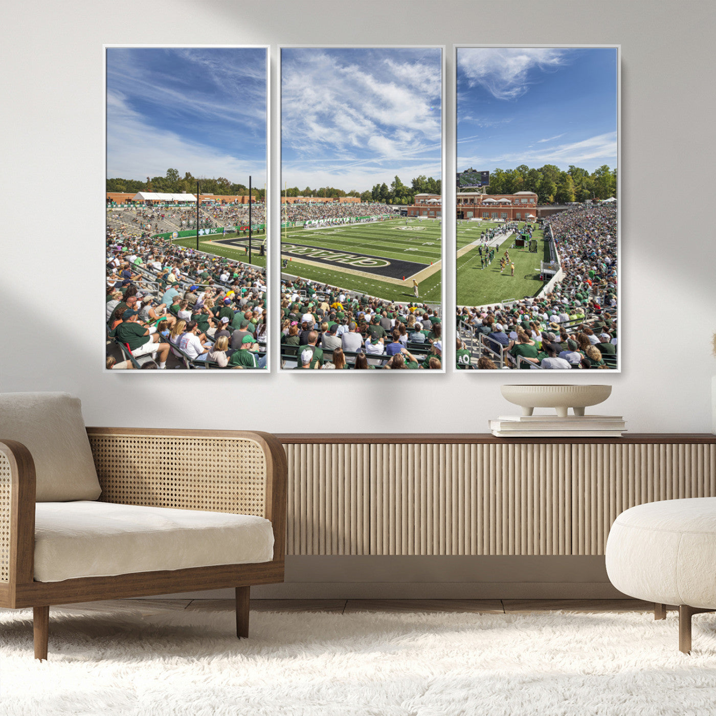 MGV-FC-48X32-3P - University of Charlotte 49ers Football Team Print - Charlotte Jerry Richardson Stadium Canvas Print