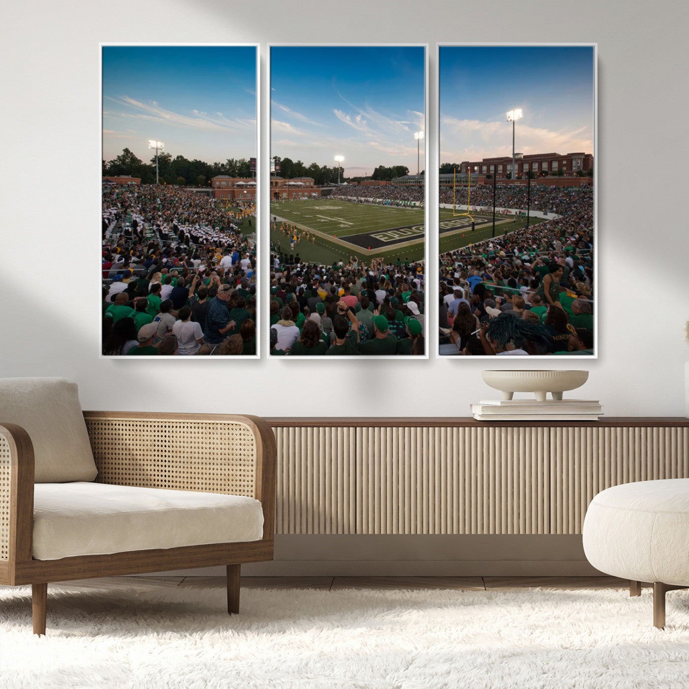 MGV-FC-48X32-3P - University of Charlotte 49ers Football Team Print - Charlotte Jerry Richardson Stadium Wall Art