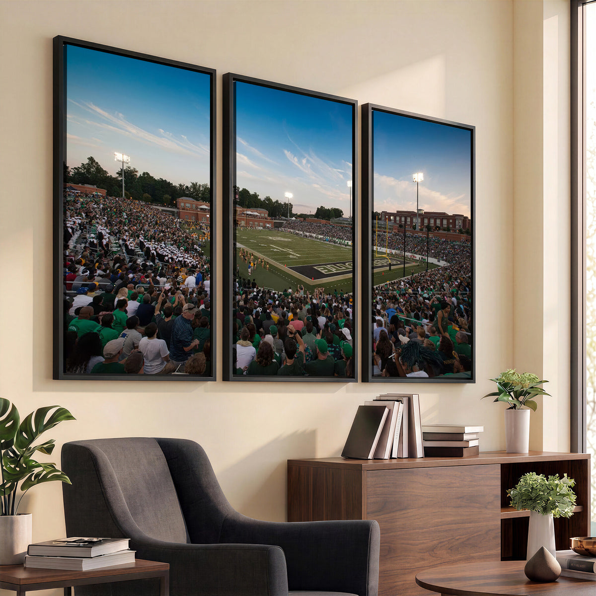 12290-MGV-CV-36X24 - University of Charlotte 49ers Football Team Print - Charlotte Jerry Richardson Stadium Wall Art