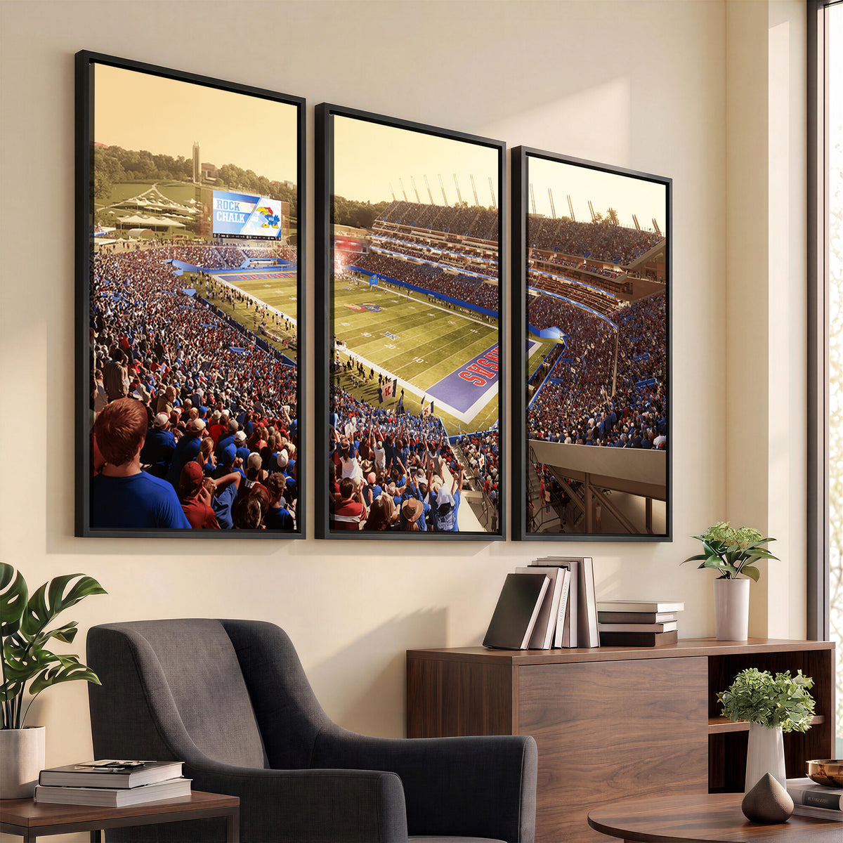 71731-MGV-CV-36X24 - University of Kansas Jayhawks Football Team Print - Lawrence Kansas Memorial Stadium Wall Art Canvas