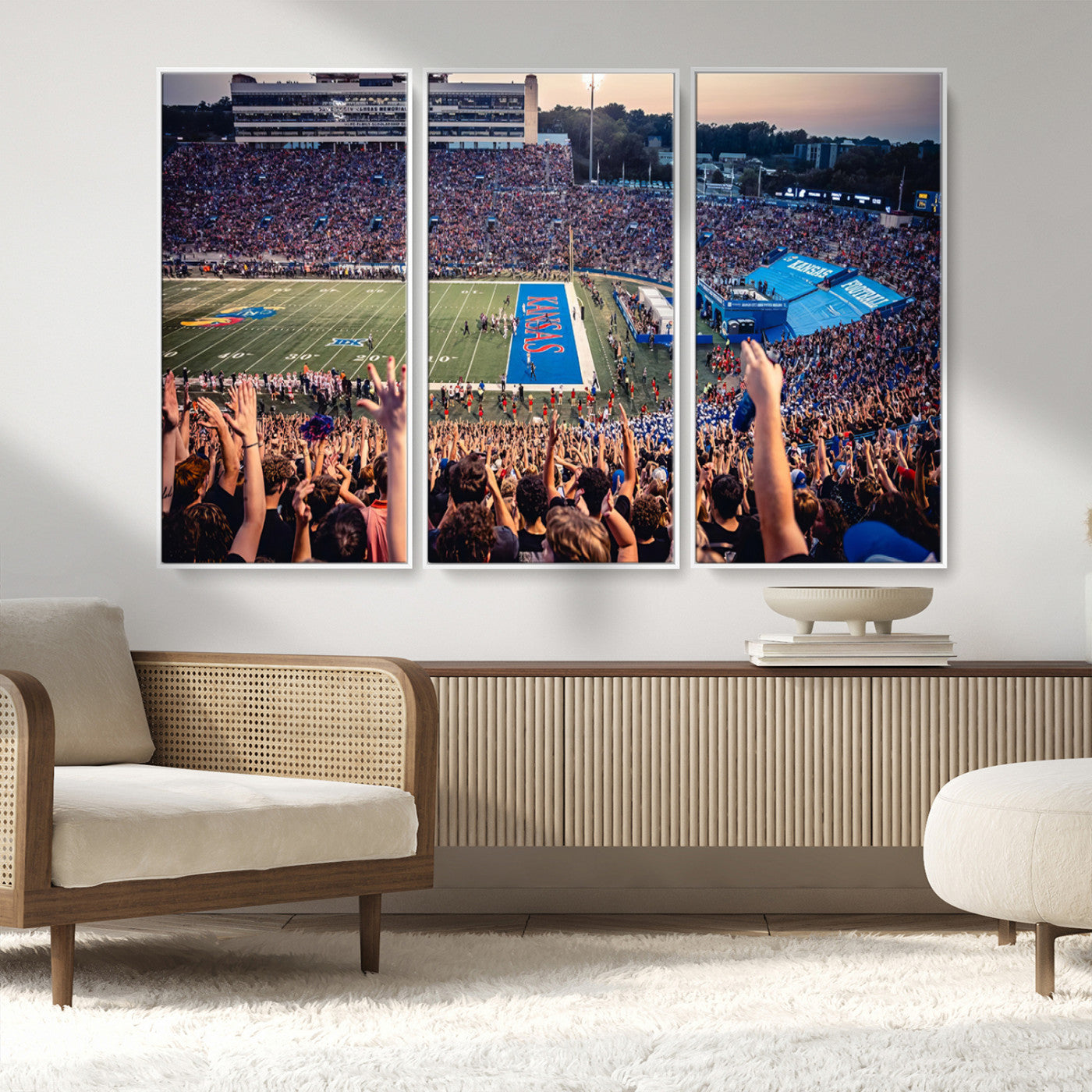 MGV-FC-48X32-3P - University of Kansas Jayhawks Football Team Art Print - Lawrence Kansas Memorial Stadium Wall Art