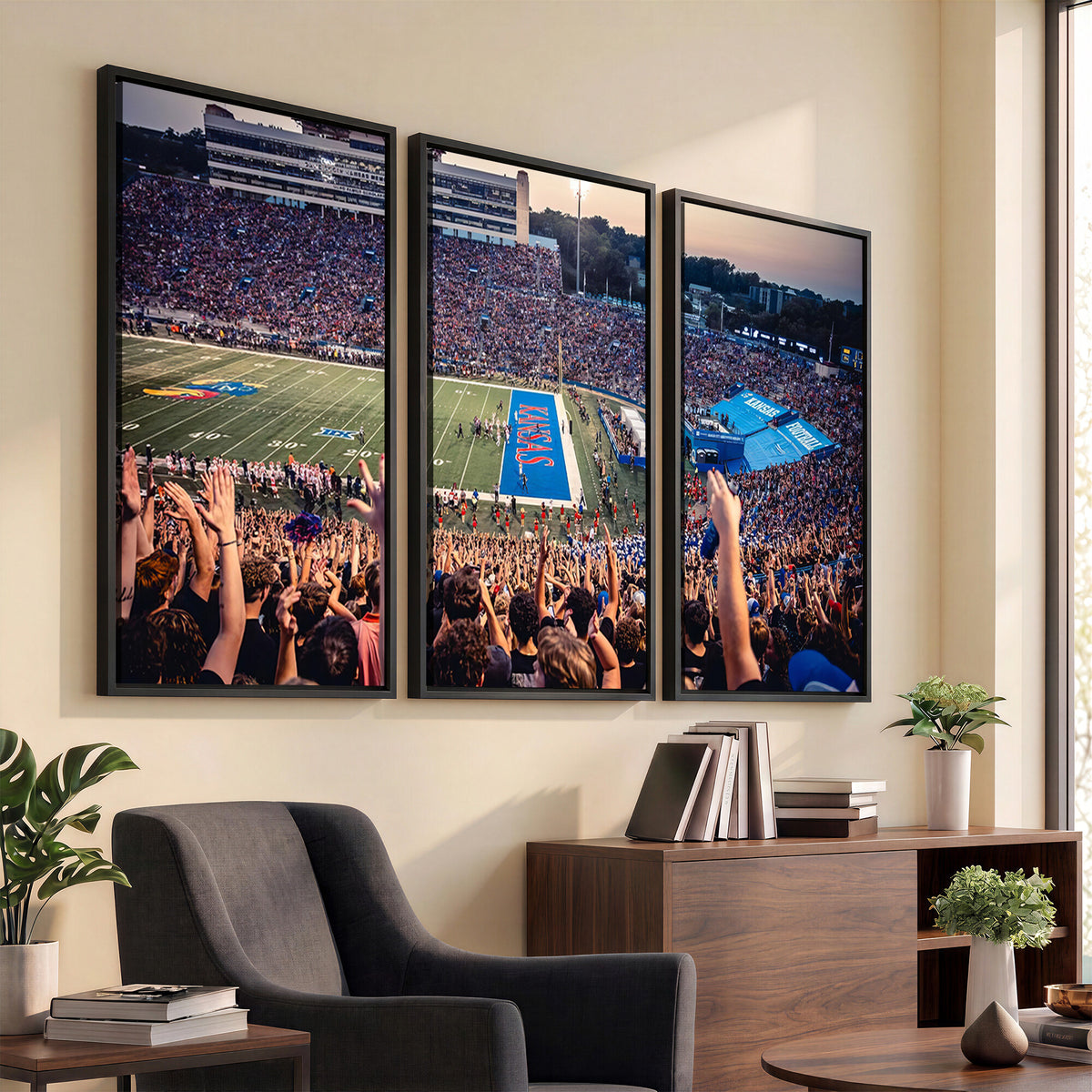 40169-MGV-CV-36X24 - University of Kansas Jayhawks Football Team Art Print - Lawrence Kansas Memorial Stadium Wall Art