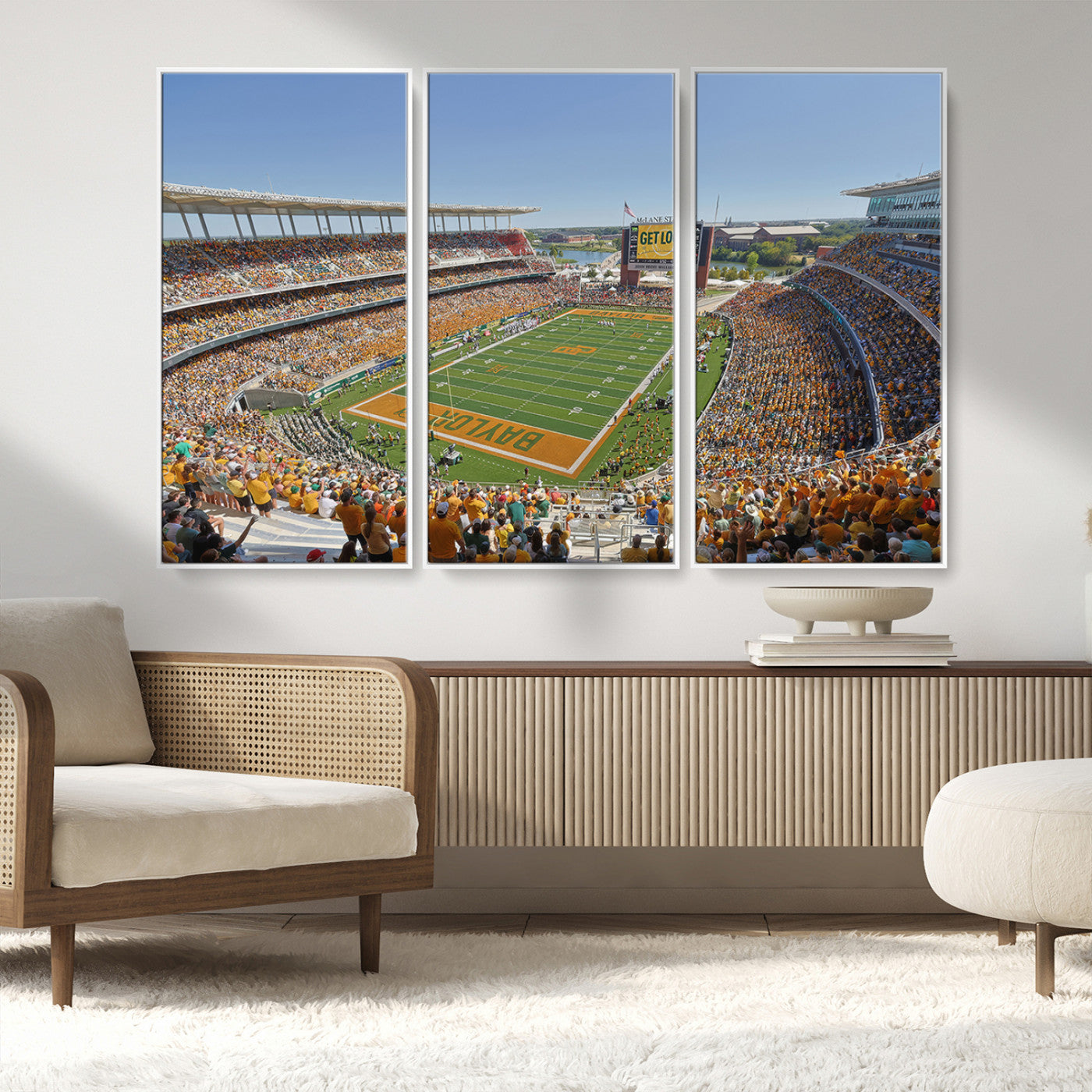 MGV-FC-48X32-3P - Baylor University Bears Football Team Print - Waco McLane Stadium Wall Art Canvas Print