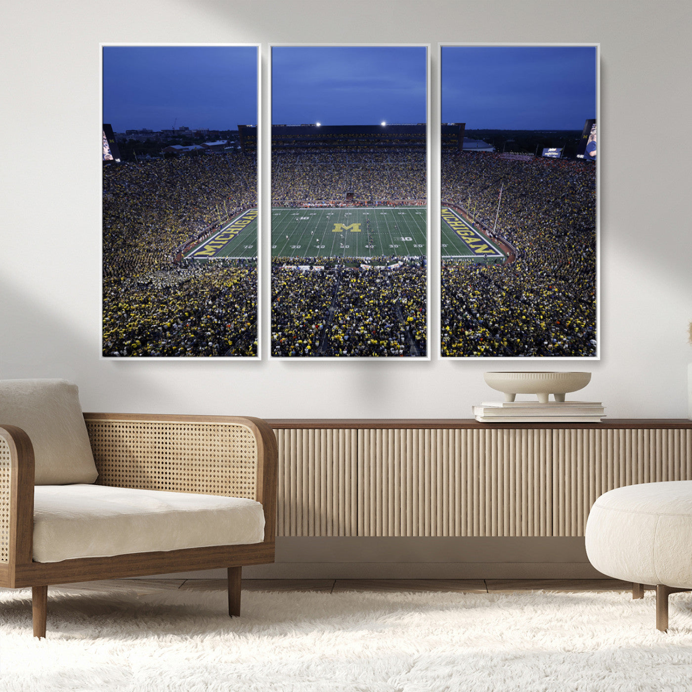 MGV-FC-48X32-3P - University of Michigan Wolverines Football Team Print - Ann Arbor Michigan Stadium Wall Art Canvas