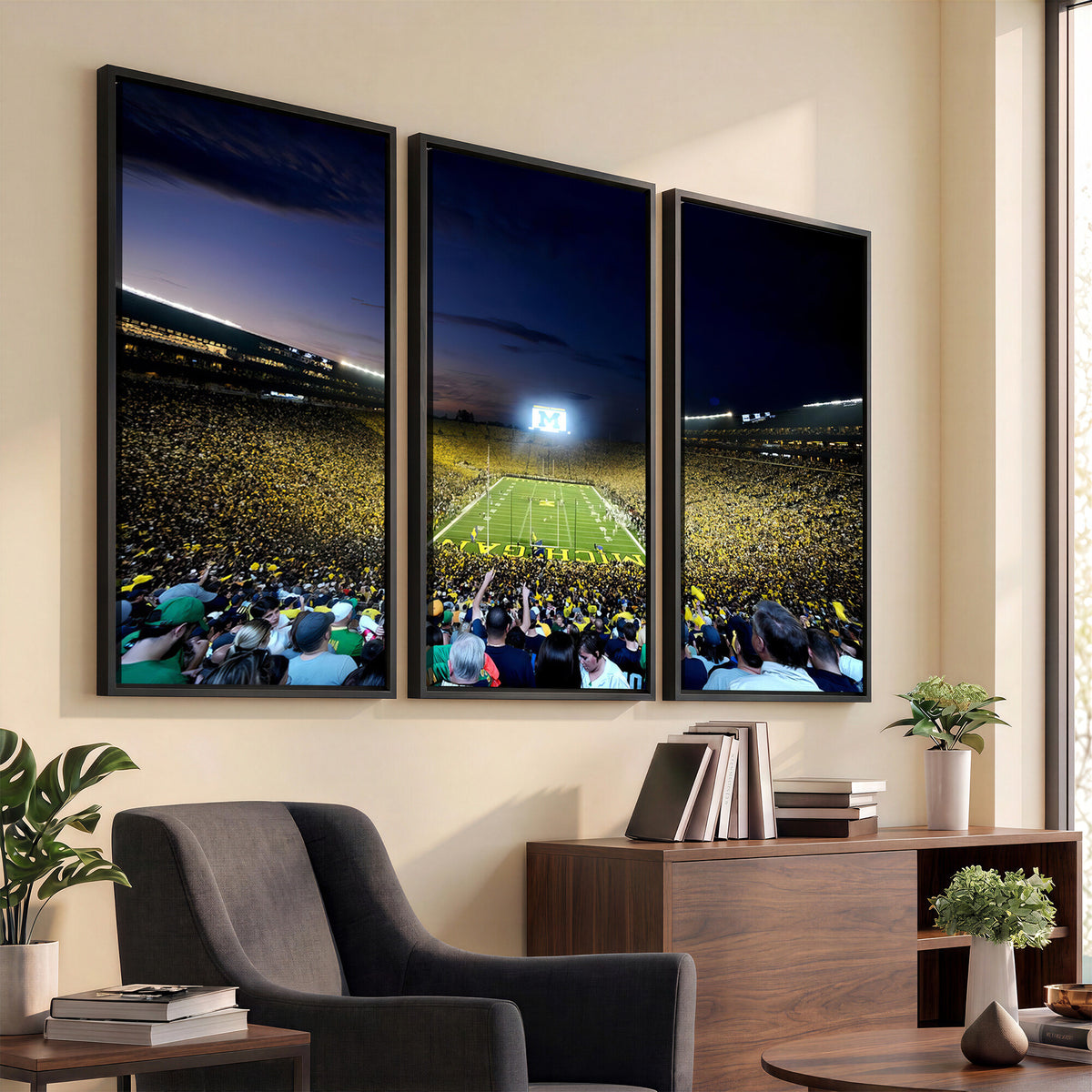 22115-MGV-CV-36X24 - University of Michigan Wolverines Football Team Print - Ann Arbor Michigan Stadium Canvas Print