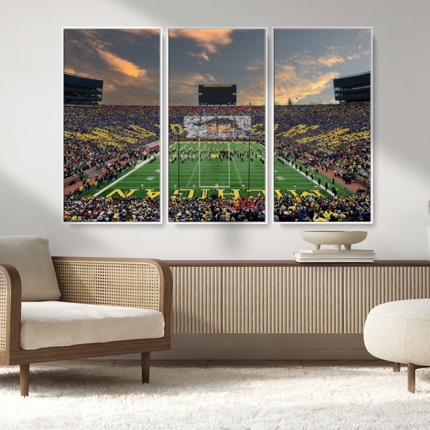 MGV-FC-48X32-3P - University of Michigan Wolverines Print Canvas, Football Team Print - Ann Arbor Michigan Stadium