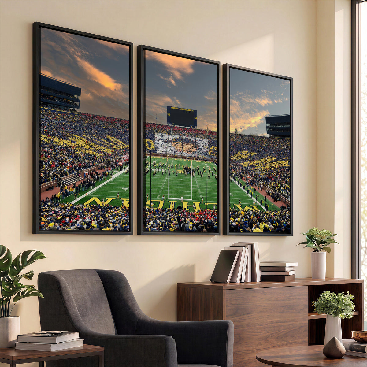 81843-MGV-CV-36X24 - University of Michigan Wolverines Print Canvas, Football Team Print - Ann Arbor Michigan Stadium