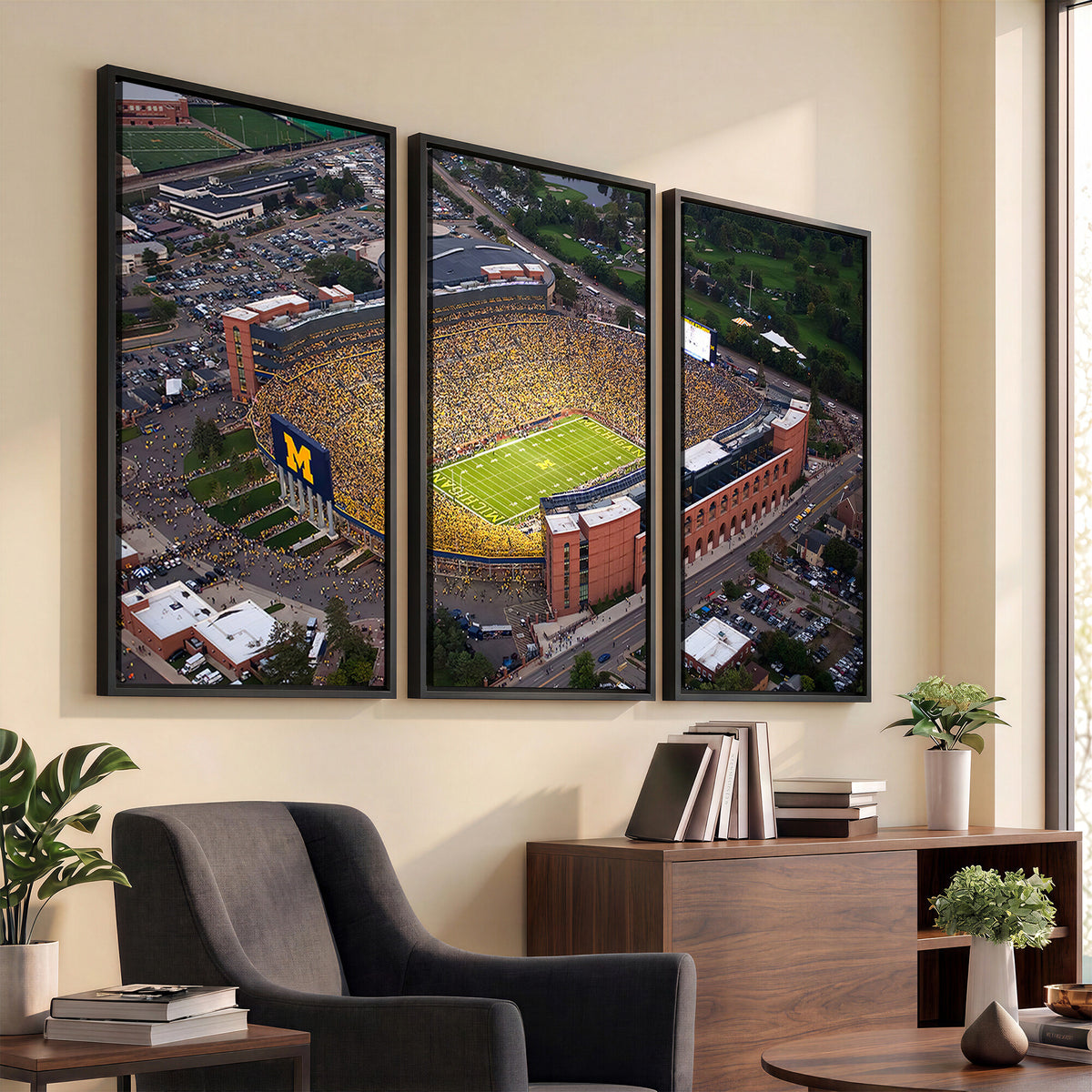 95248-MGV-CV-36X24 - University of Michigan Wolverines Football Team Print - Ann Arbor Michigan Stadium Wall Art Canvas