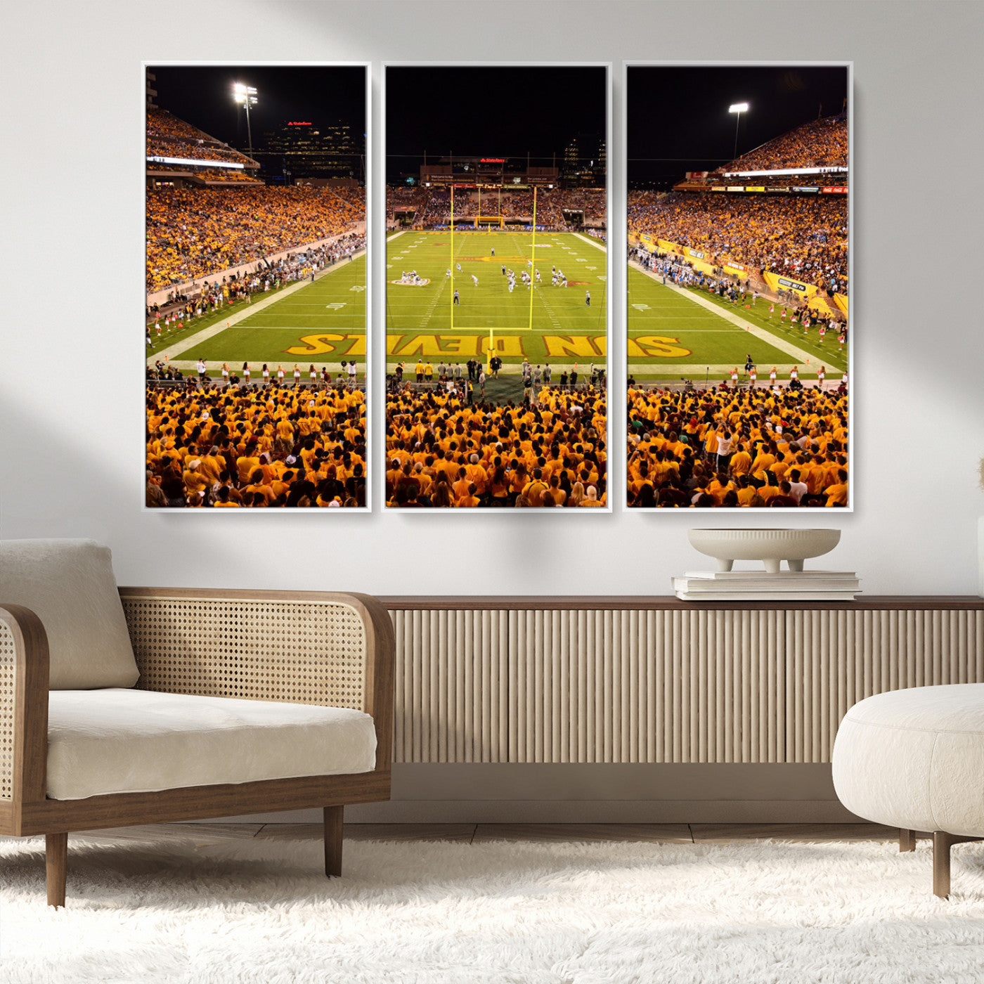 MGV-FC-48X32-3P - ASU Sun Devils Football Team Print - Phoenix Mountain America Stadium Wall Art Canvas Print