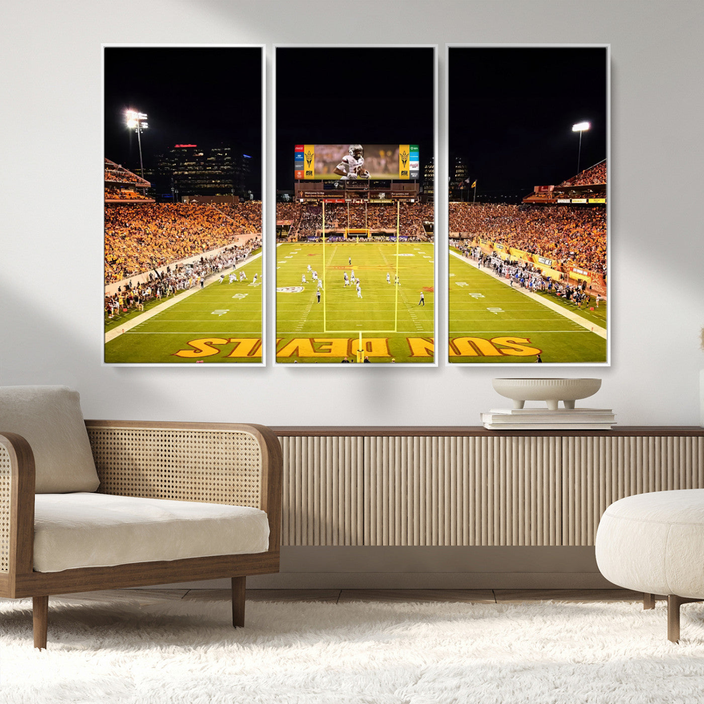 MGV-FC-48X32-3P - ASU Sun Devils Football Team Print - Phoenix Mountain America Stadium Canvas Print