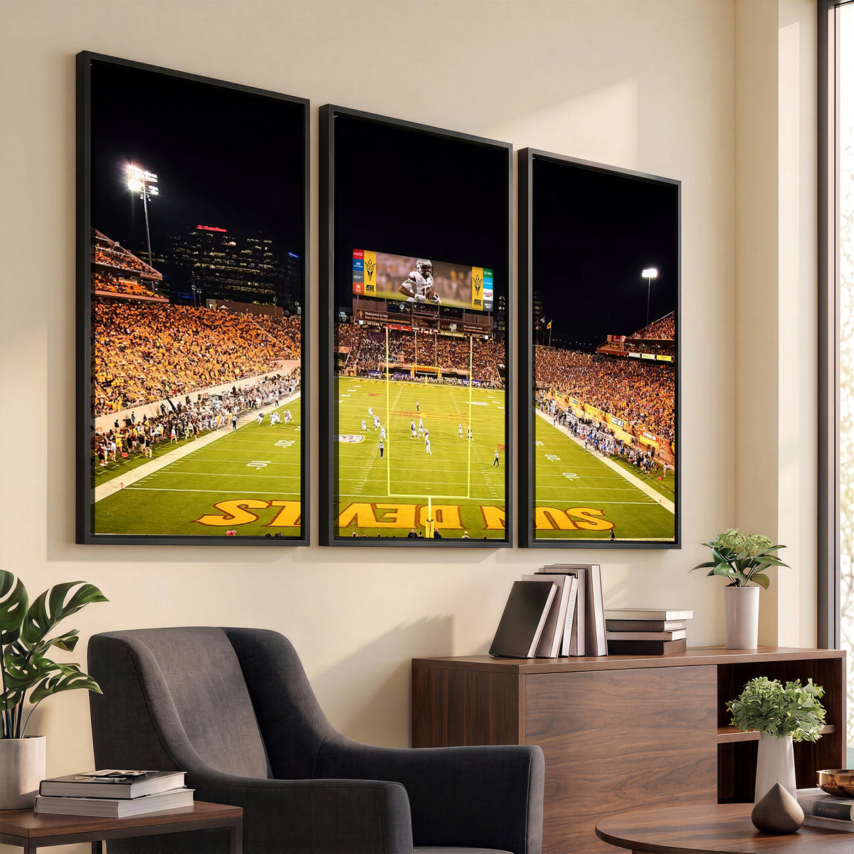 87612-MGV-CV-36X24 - ASU Sun Devils Football Team Print - Phoenix Mountain America Stadium Canvas Print