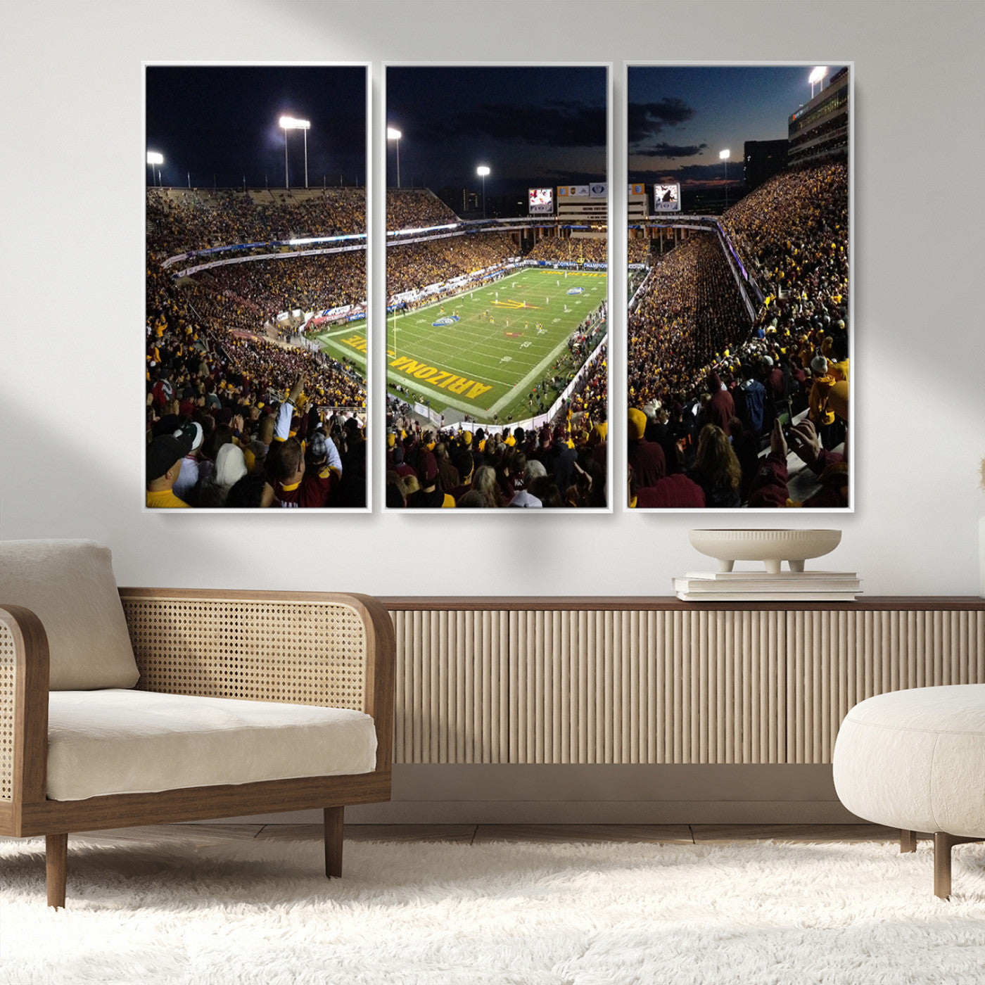 MGV-FC-48X32-3P - ASU Sun Devils Football Team Print Canvas - Phoenix Mountain America Stadium Wall Art Canvas Print
