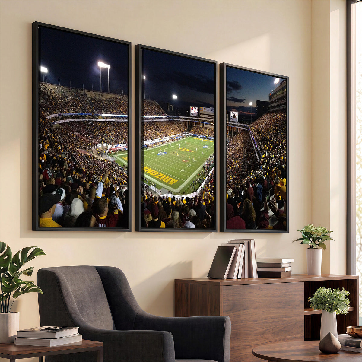 75716-MGV-CV-36X24 - ASU Sun Devils Football Team Print Canvas - Phoenix Mountain America Stadium Wall Art Canvas Print