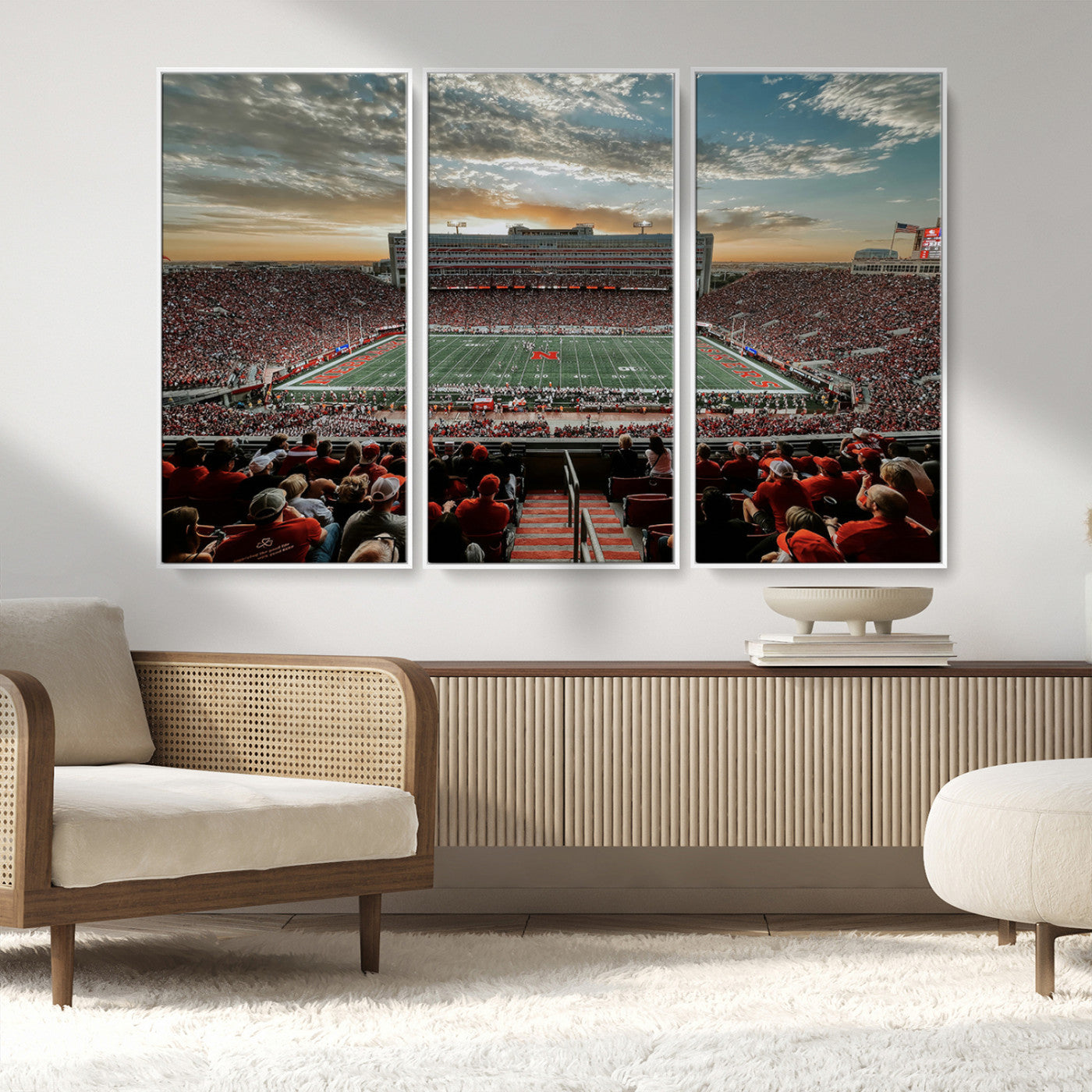MGV-FC-48X32-3P - University of Nebraska Cornhuskers Football Team Print - Lincoln Memorial Stadium Art Canvas Print