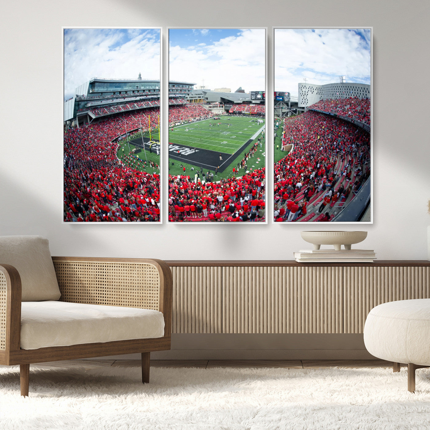 MGV-FC-48X32-3P - Cincinnati Bearcats Football Team Print - Nippert Stadium Wall Art Canvas Print