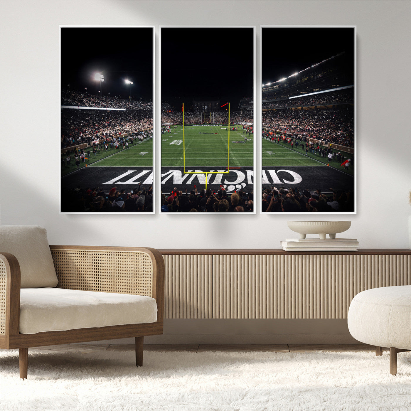 MGV-FC-48X32-3P - Cincinnati Bearcats Football Team Print - Nippert Stadium Wall Art Canvas Print